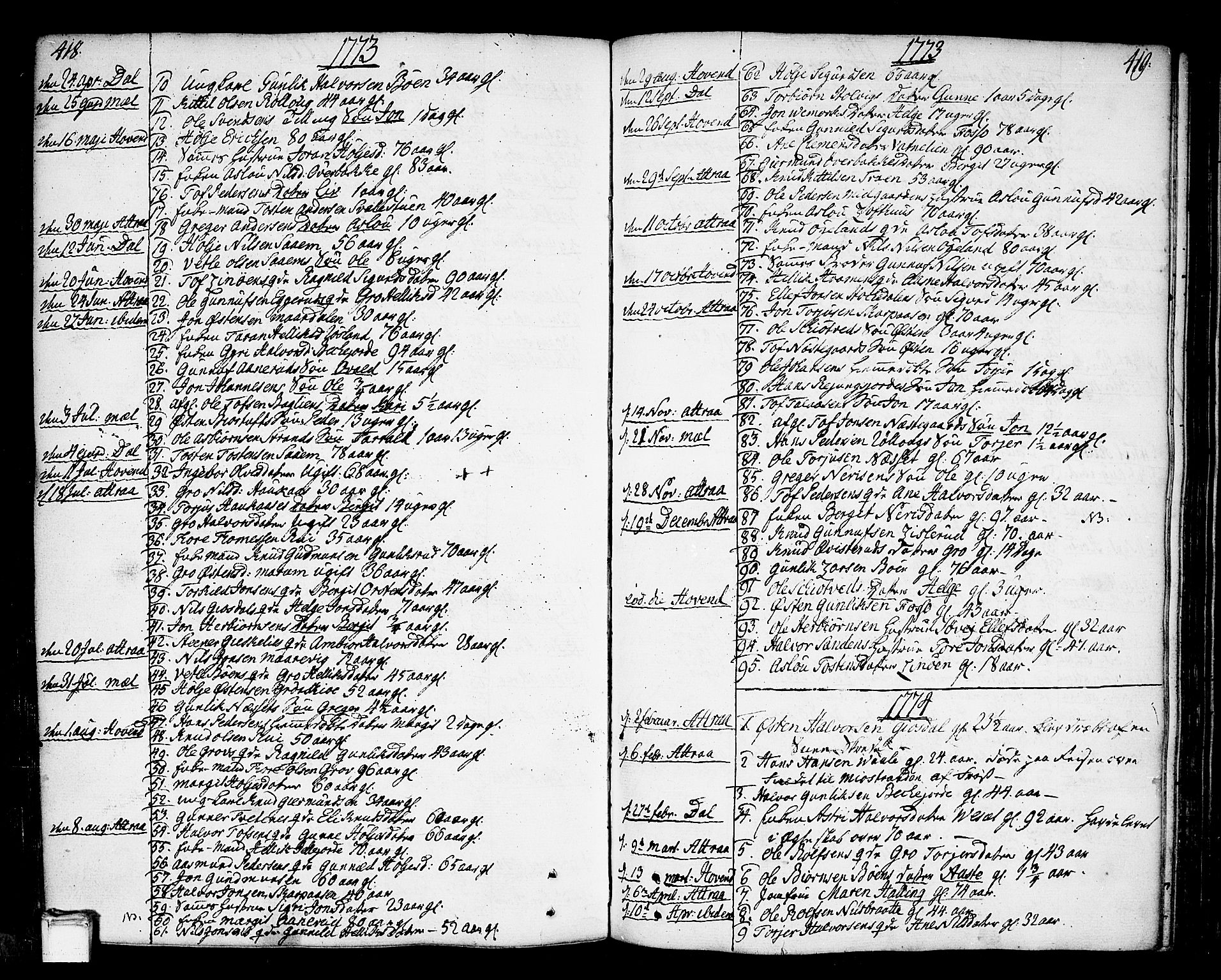 Tinn kirkebøker, SAKO/A-308/F/Fa/L0002: Parish register (official) no. I 2, 1757-1810, p. 418-419