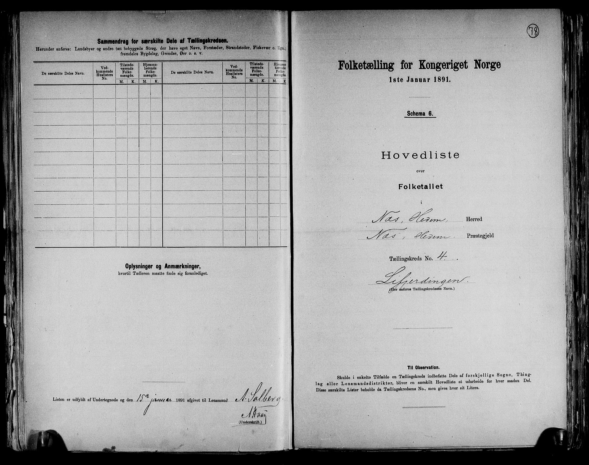 RA, 1891 census for 0411 Nes, 1891, p. 14
