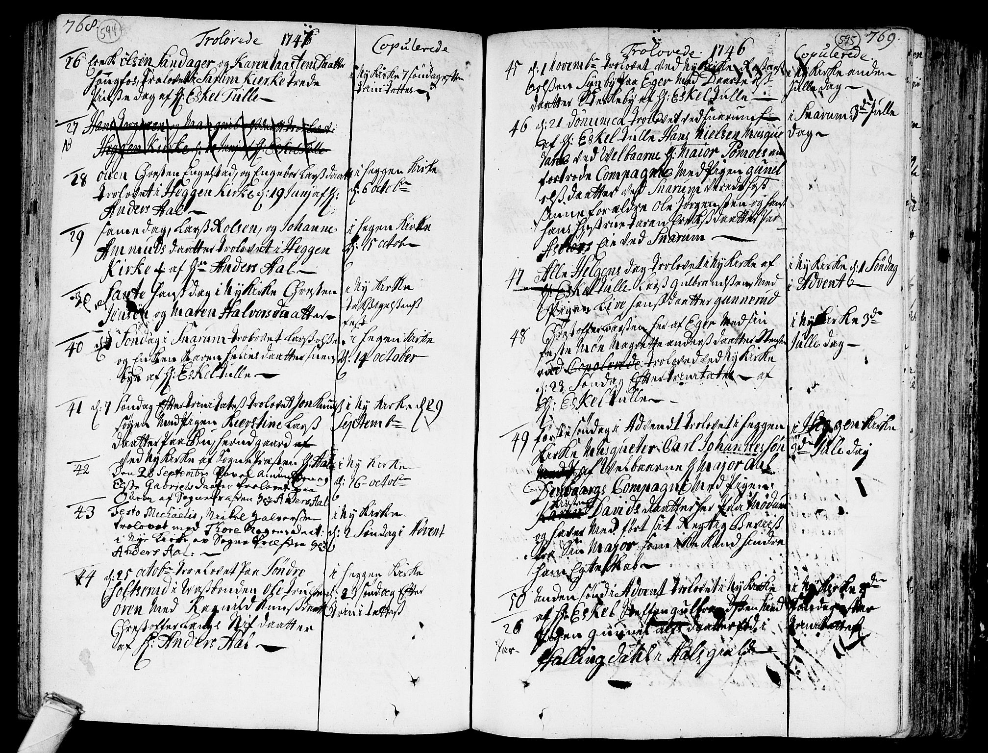 Modum kirkebøker, AV/SAKO-A-234/F/Fa/L0002: Parish register (official) no. 2, 1741-1782, p. 594-595