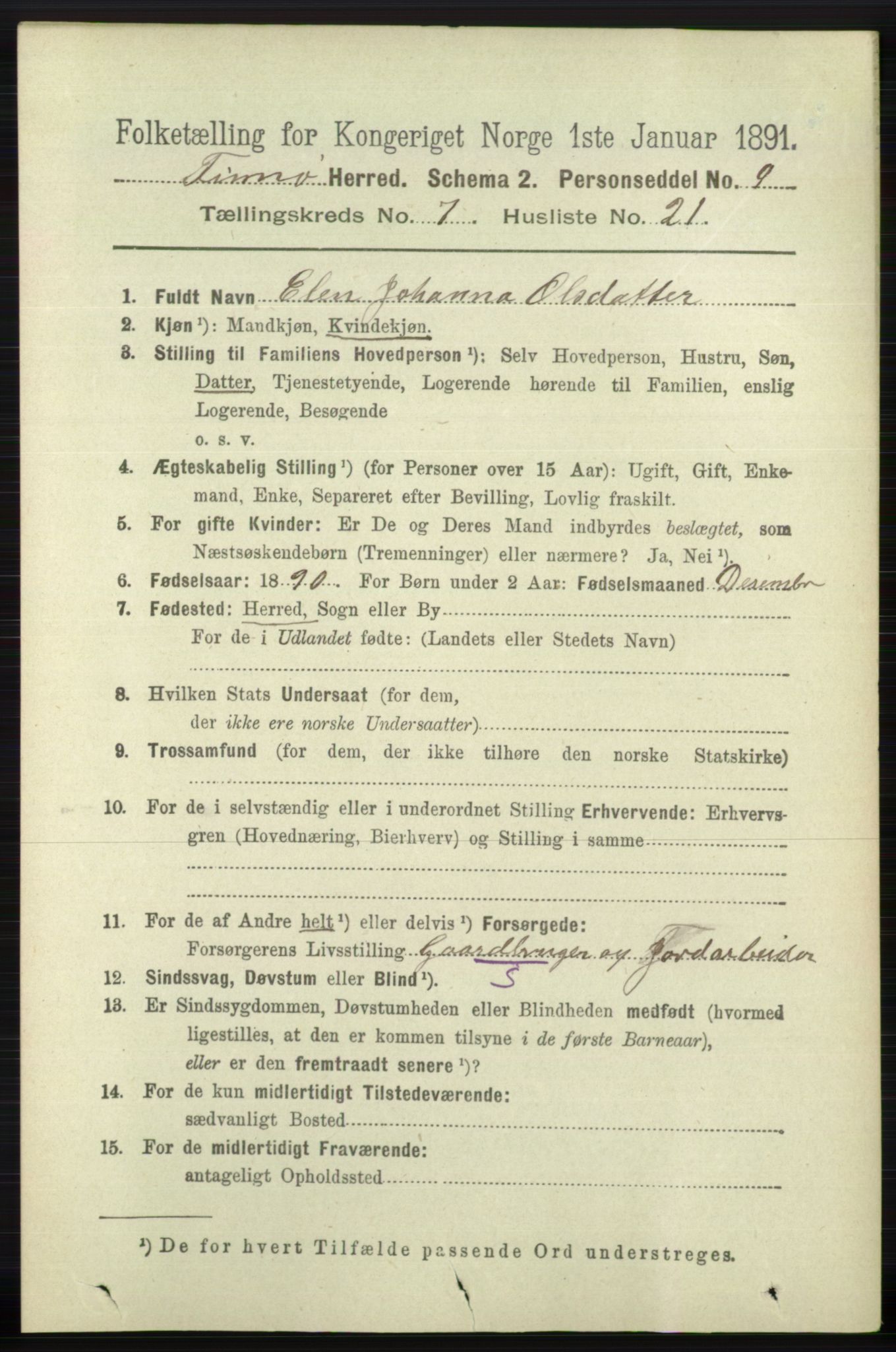 RA, 1891 census for 1141 Finnøy, 1891, p. 1645