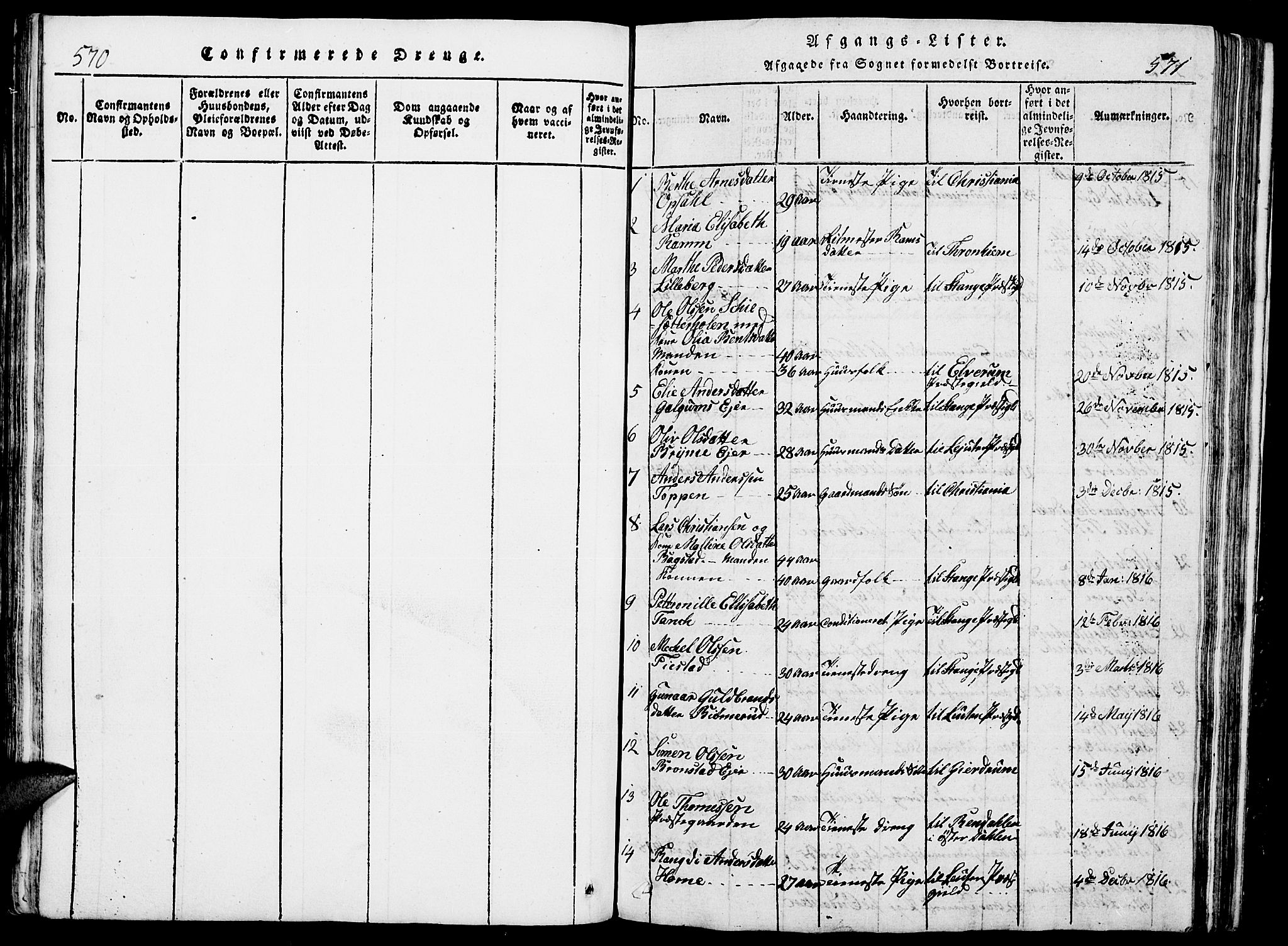 Romedal prestekontor, AV/SAH-PREST-004/L/L0005: Parish register (copy) no. 5, 1814-1829, p. 570-571