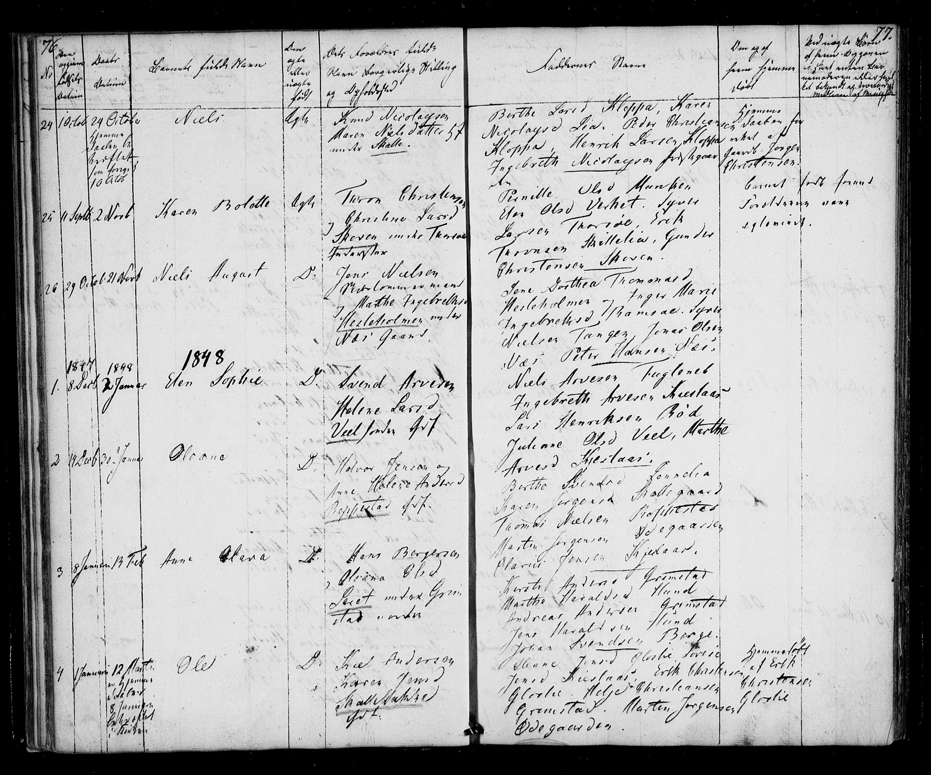 Borge prestekontor Kirkebøker, AV/SAO-A-10903/F/Fb/L0001: Parish register (official) no. II 1, 1836-1852, p. 76-77