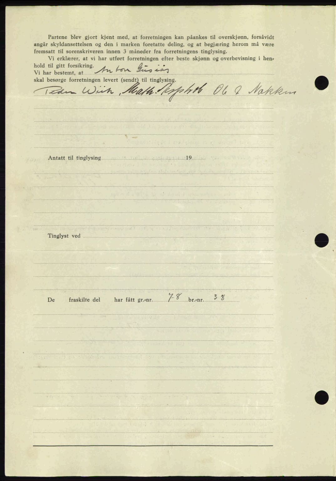 Romsdal sorenskriveri, AV/SAT-A-4149/1/2/2C: Mortgage book no. A14, 1943-1943, Diary no: : 1597/1943