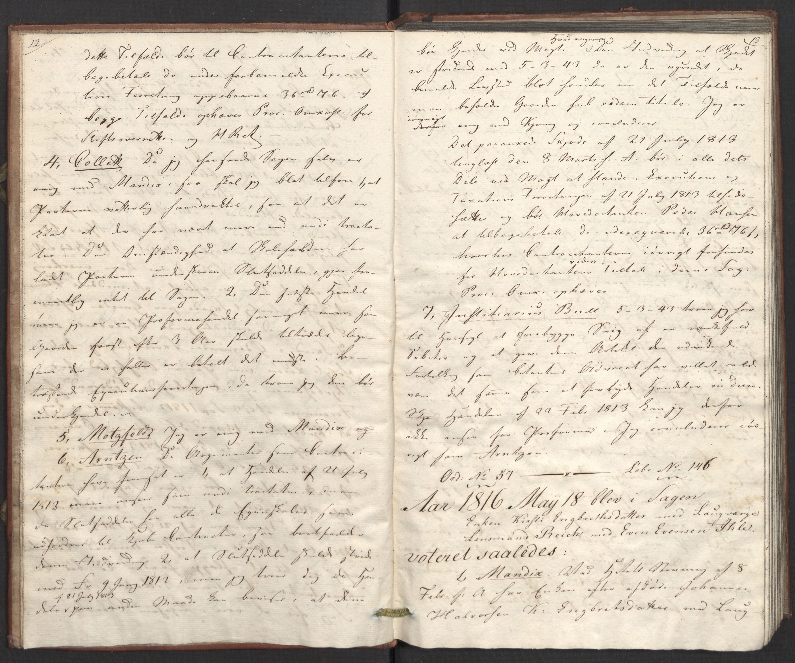 Høyesterett, AV/RA-S-1002/E/Eb/Ebb/L0002/0001: Voteringsprotokoller / Voteringsprotokoll, 1816, p. 12-13
