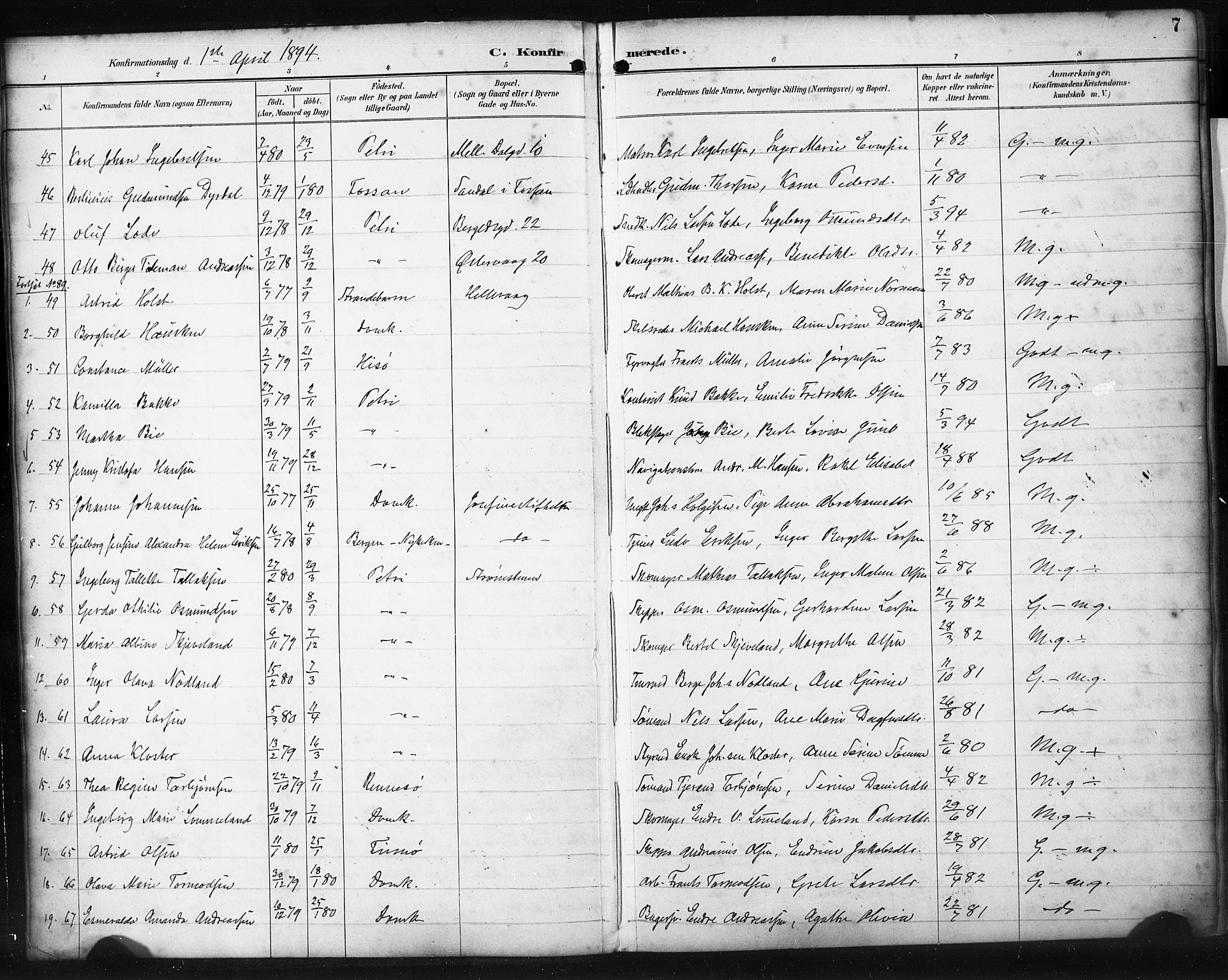 St. Petri sokneprestkontor, SAST/A-101813/001/30/30BA/L0021: Parish register (official) no. A 21, 1894-1917, p. 7