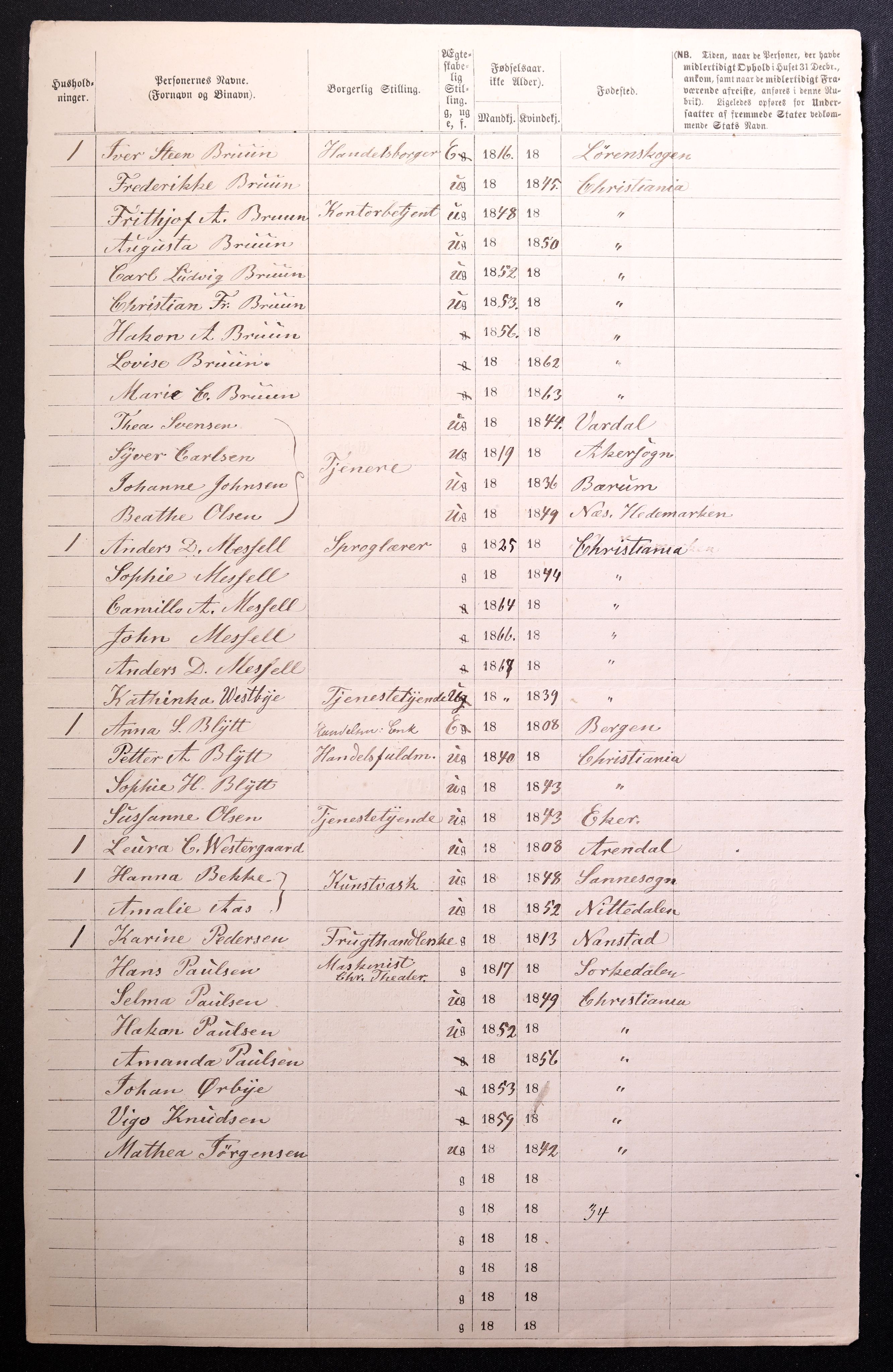 RA, 1870 census for 0301 Kristiania, 1870, p. 2376