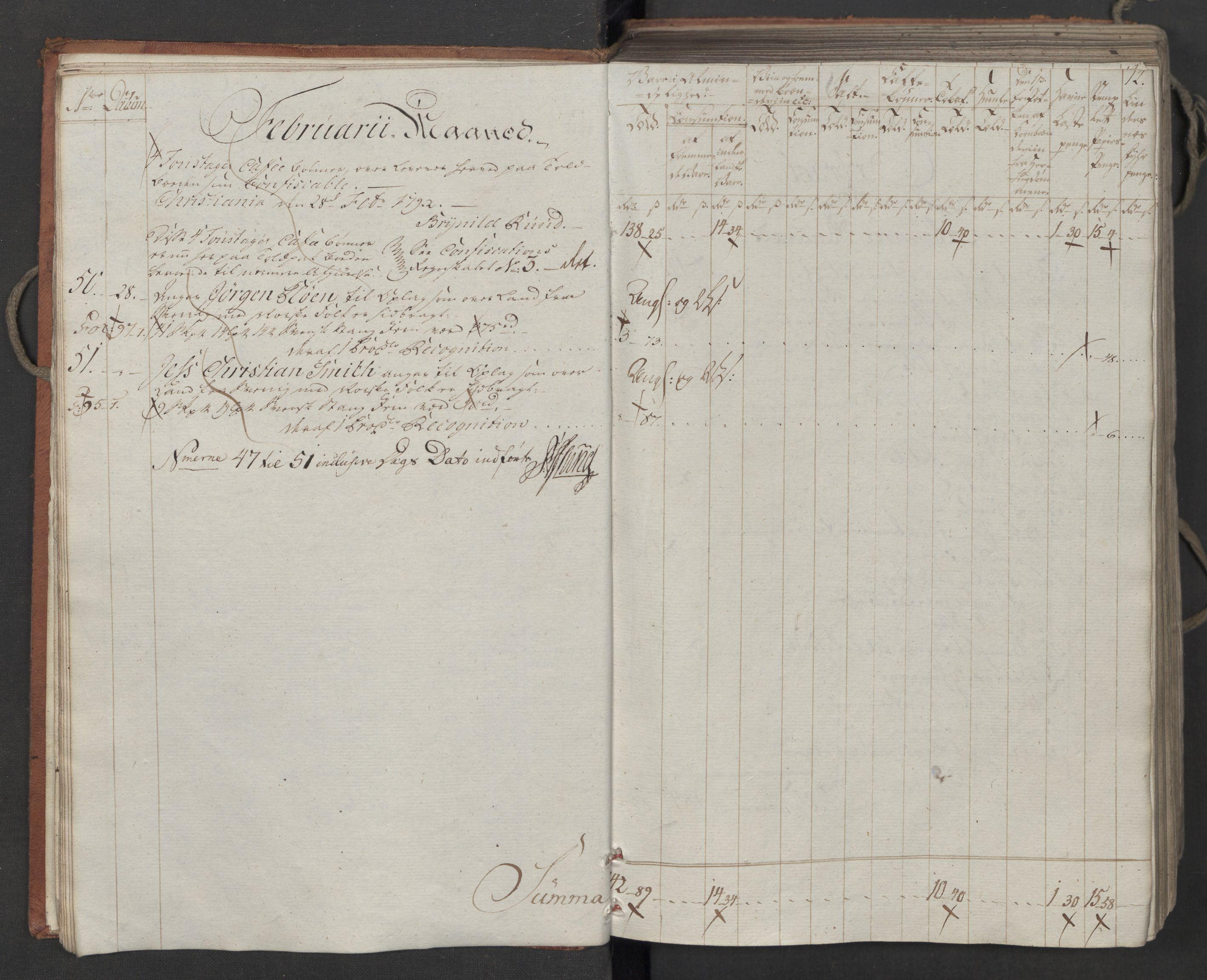 Generaltollkammeret, tollregnskaper, RA/EA-5490/R06/L0186a/0001: Tollregnskaper Kristiania / Inngående tollbok, 1790-1792, p. 11b-12a