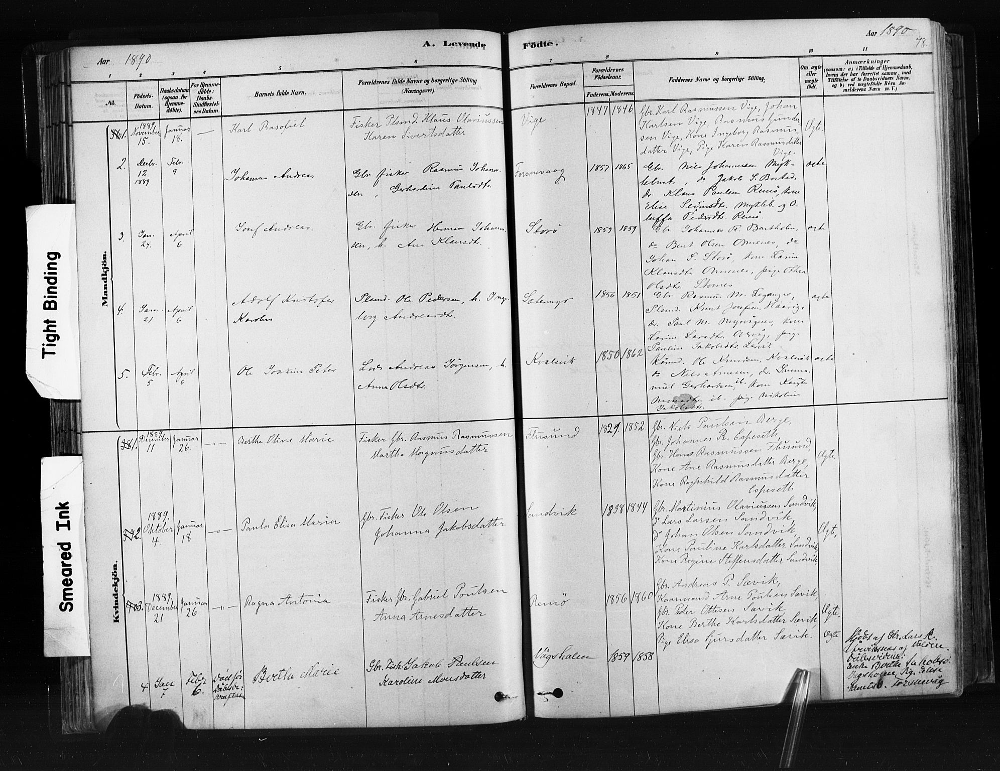 Ministerialprotokoller, klokkerbøker og fødselsregistre - Møre og Romsdal, SAT/A-1454/507/L0073: Parish register (official) no. 507A08, 1878-1904, p. 78