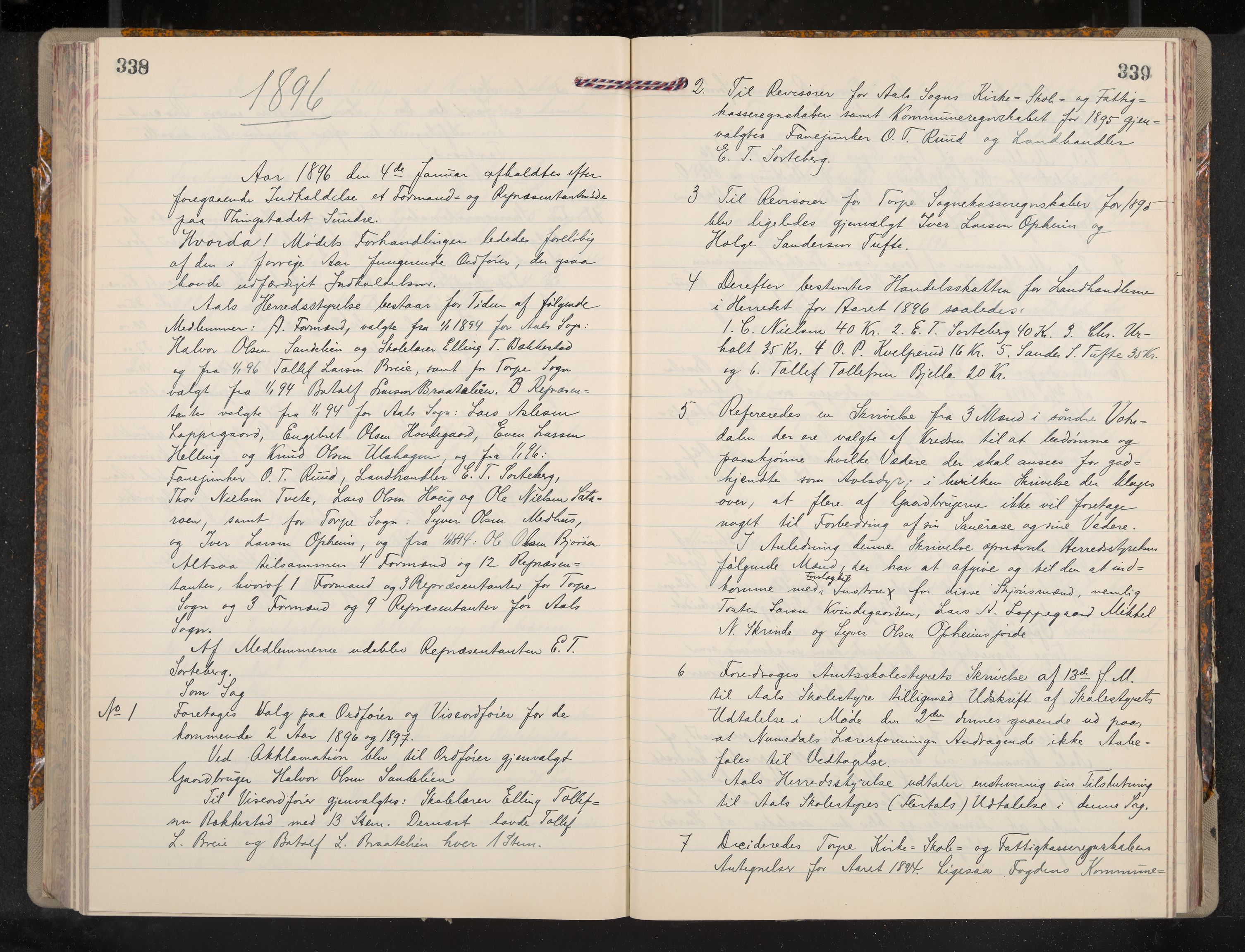 Ål formannskap og sentraladministrasjon, IKAK/0619021/A/Aa/L0004: Utskrift av møtebok, 1881-1901, p. 338-339