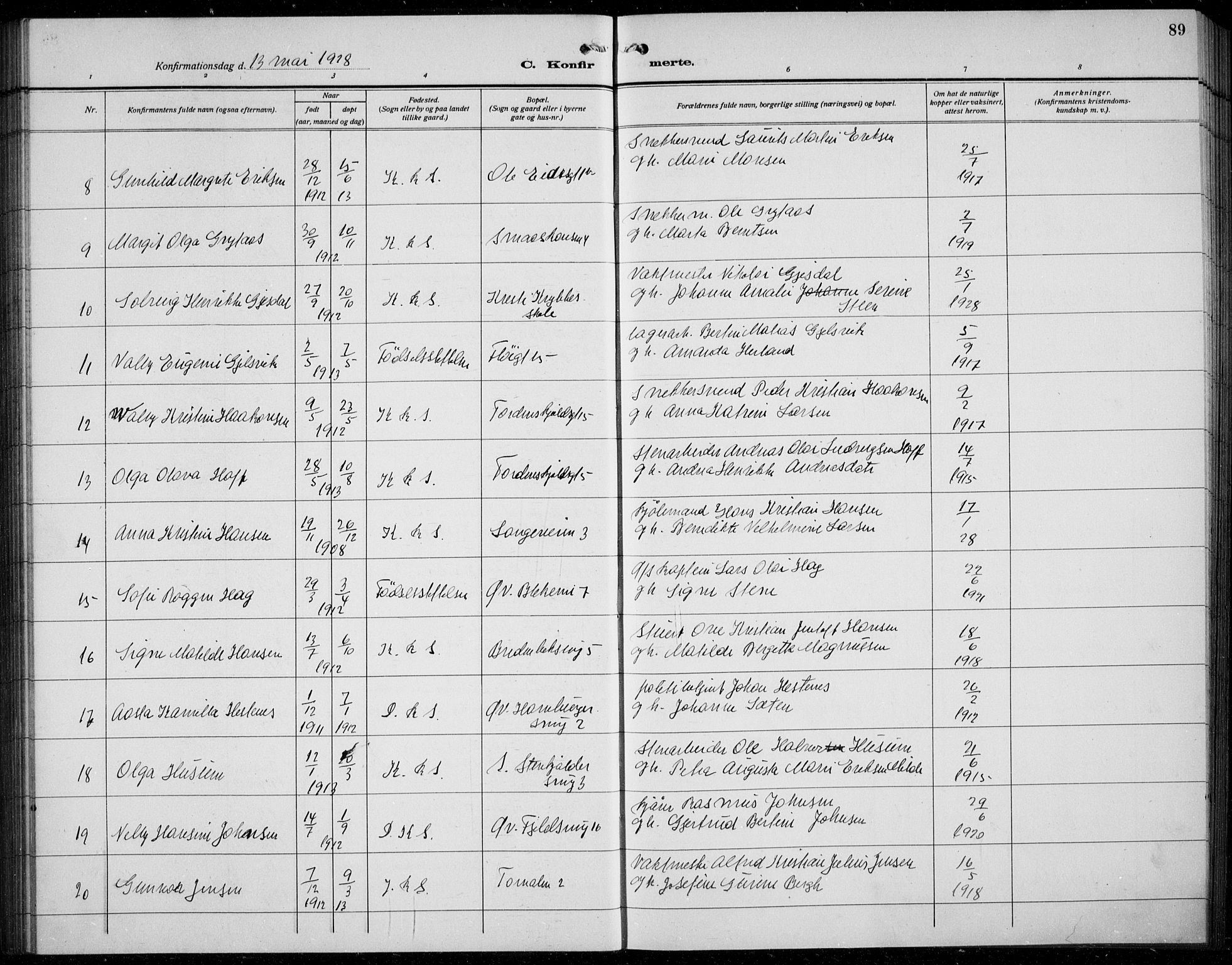 Korskirken sokneprestembete, AV/SAB-A-76101/H/Hab: Parish register (copy) no. C 6, 1918-1941, p. 89
