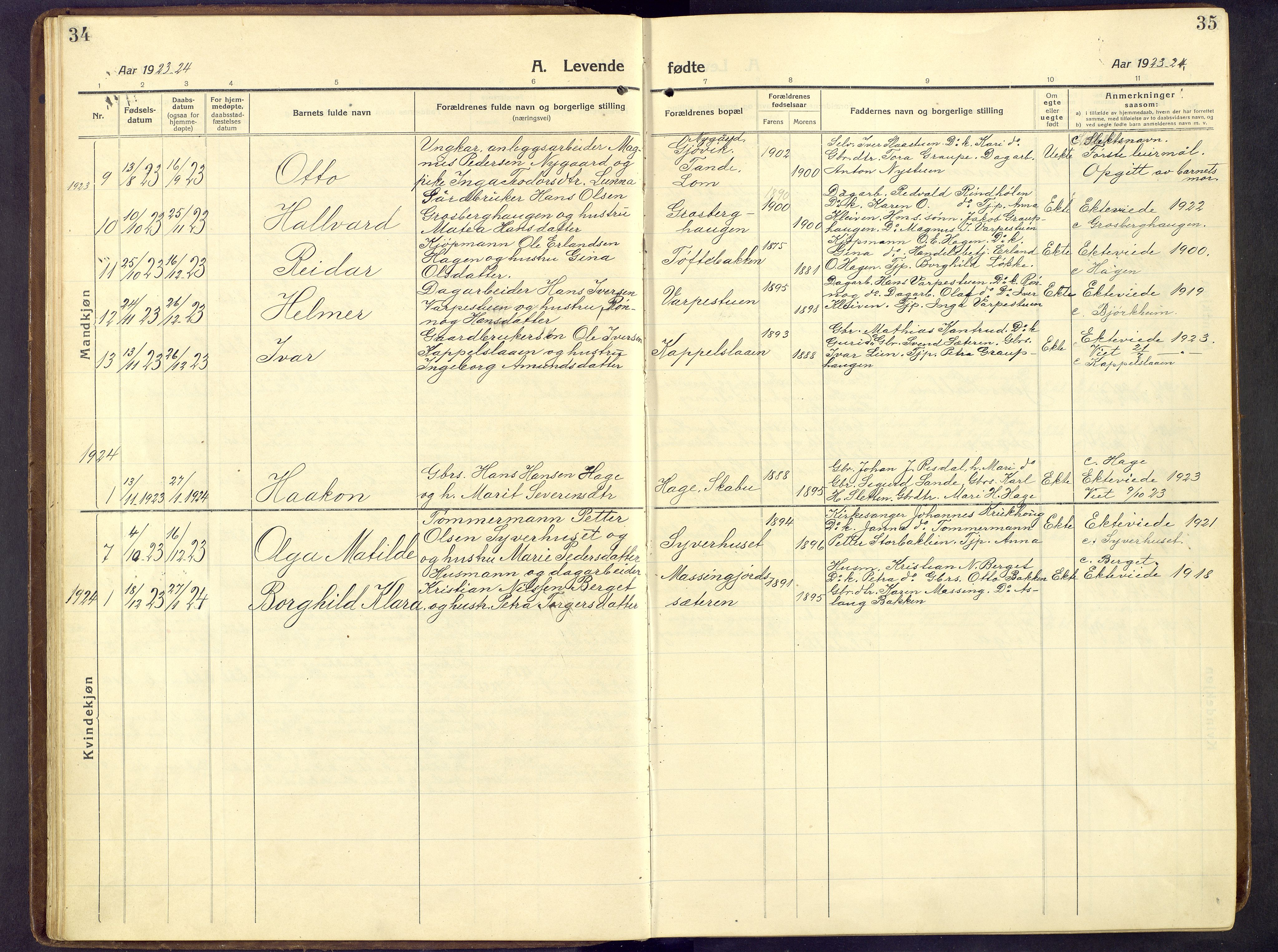 Nord-Fron prestekontor, AV/SAH-PREST-080/H/Ha/Hab/L0009: Parish register (copy) no. 9, 1915-1958, p. 34-35