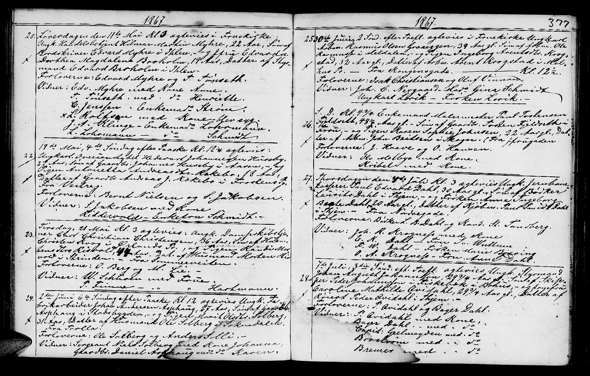 Ministerialprotokoller, klokkerbøker og fødselsregistre - Sør-Trøndelag, SAT/A-1456/602/L0140: Parish register (copy) no. 602C08, 1864-1872, p. 376-377