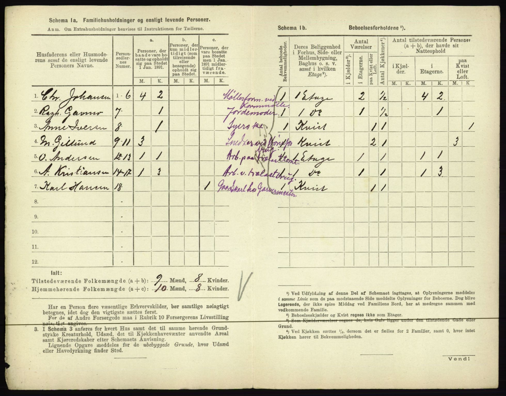 RA, 1891 census for 0601 Hønefoss, 1891, p. 258