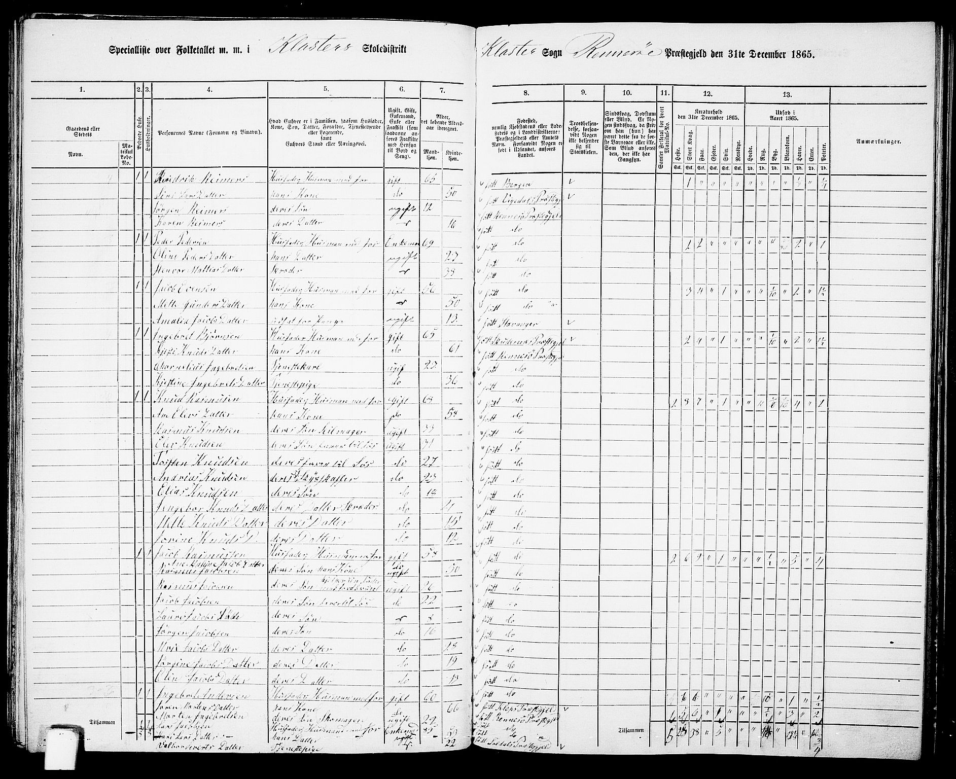 RA, 1865 census for Rennesøy, 1865, p. 61