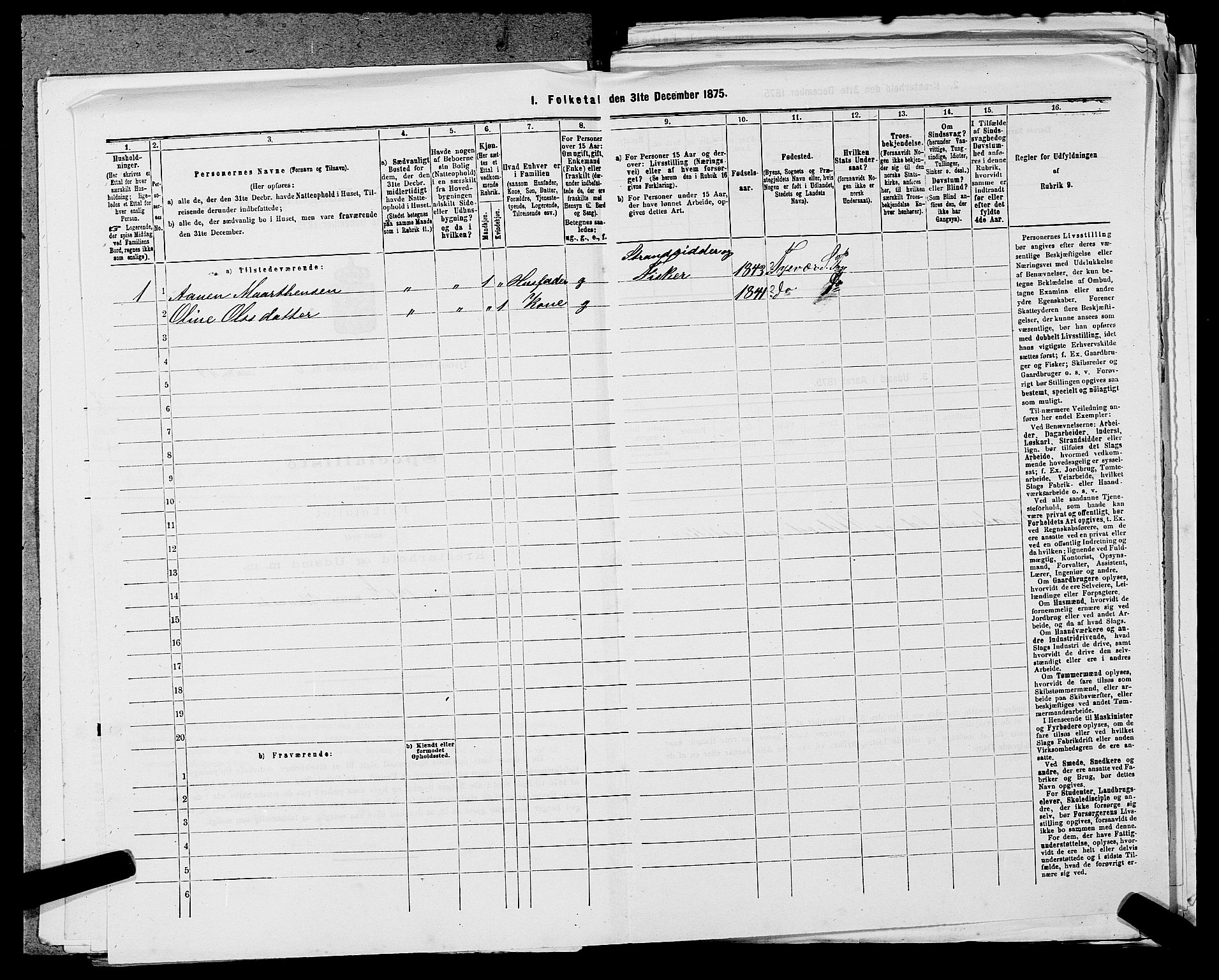 SAST, 1875 census for 1146P Tysvær, 1875, p. 750