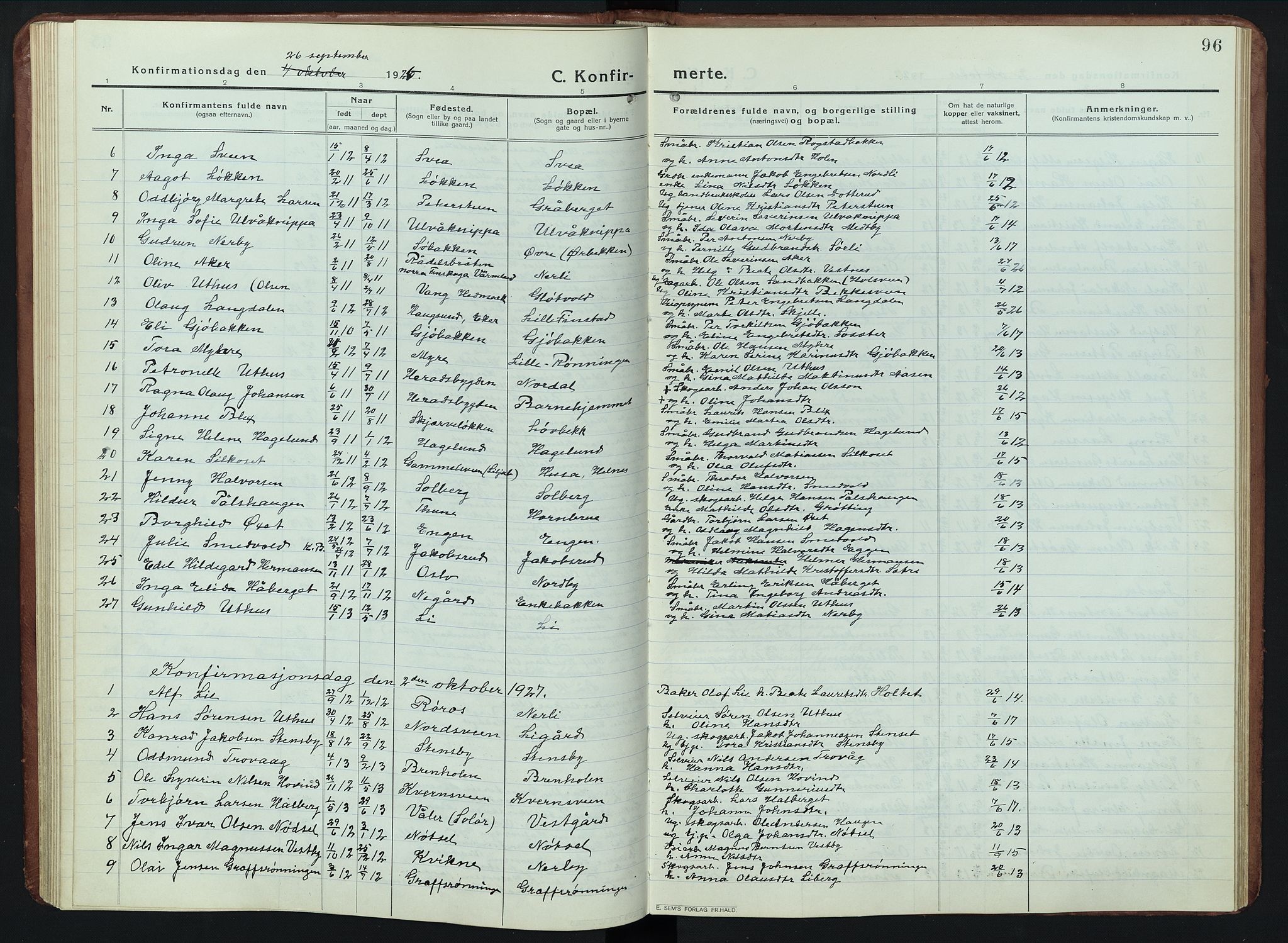Elverum prestekontor, AV/SAH-PREST-044/H/Ha/Hab/L0011: Parish register (copy) no. 11, 1915-1947, p. 96