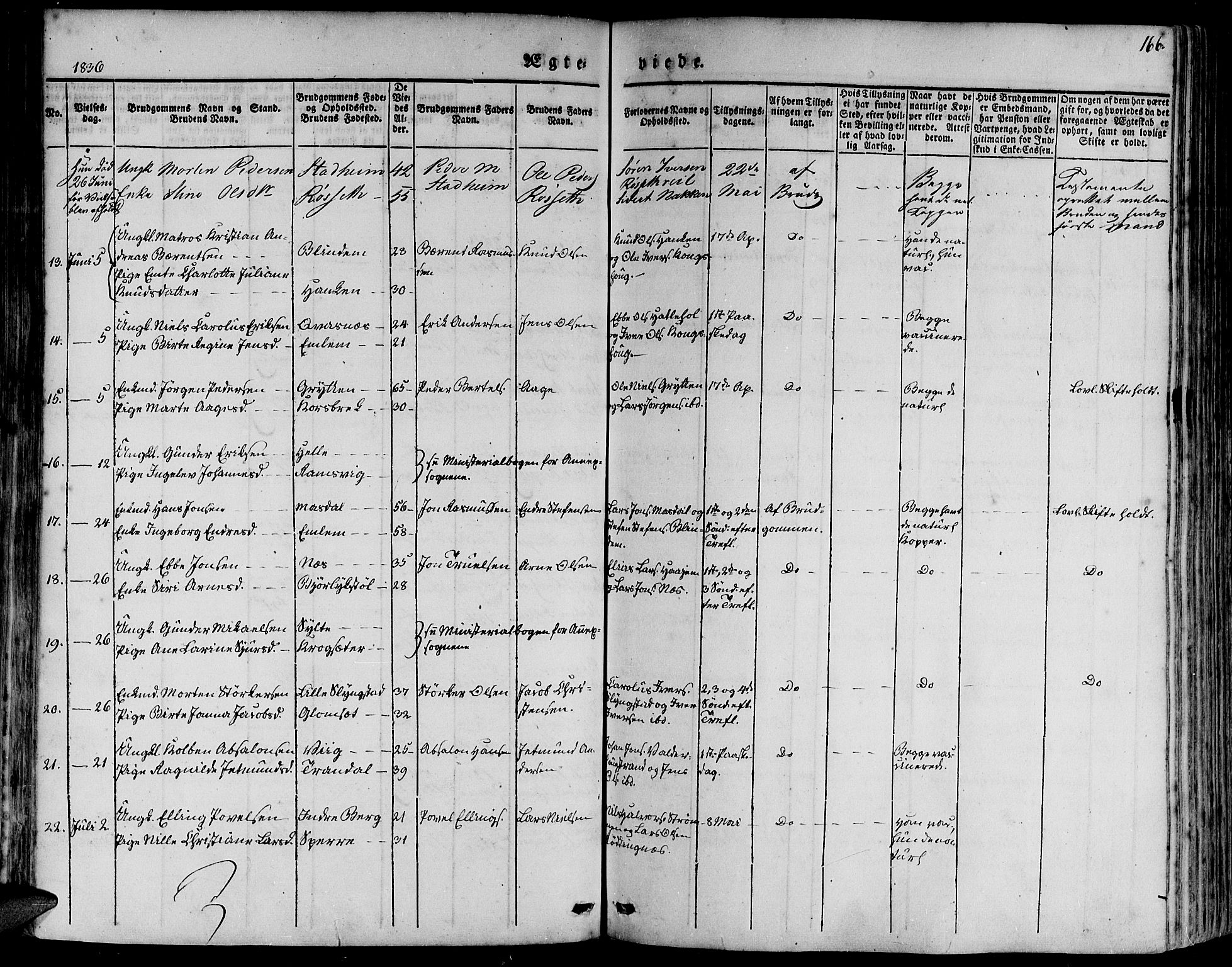 Ministerialprotokoller, klokkerbøker og fødselsregistre - Møre og Romsdal, AV/SAT-A-1454/528/L0395: Parish register (official) no. 528A06, 1828-1839, p. 166