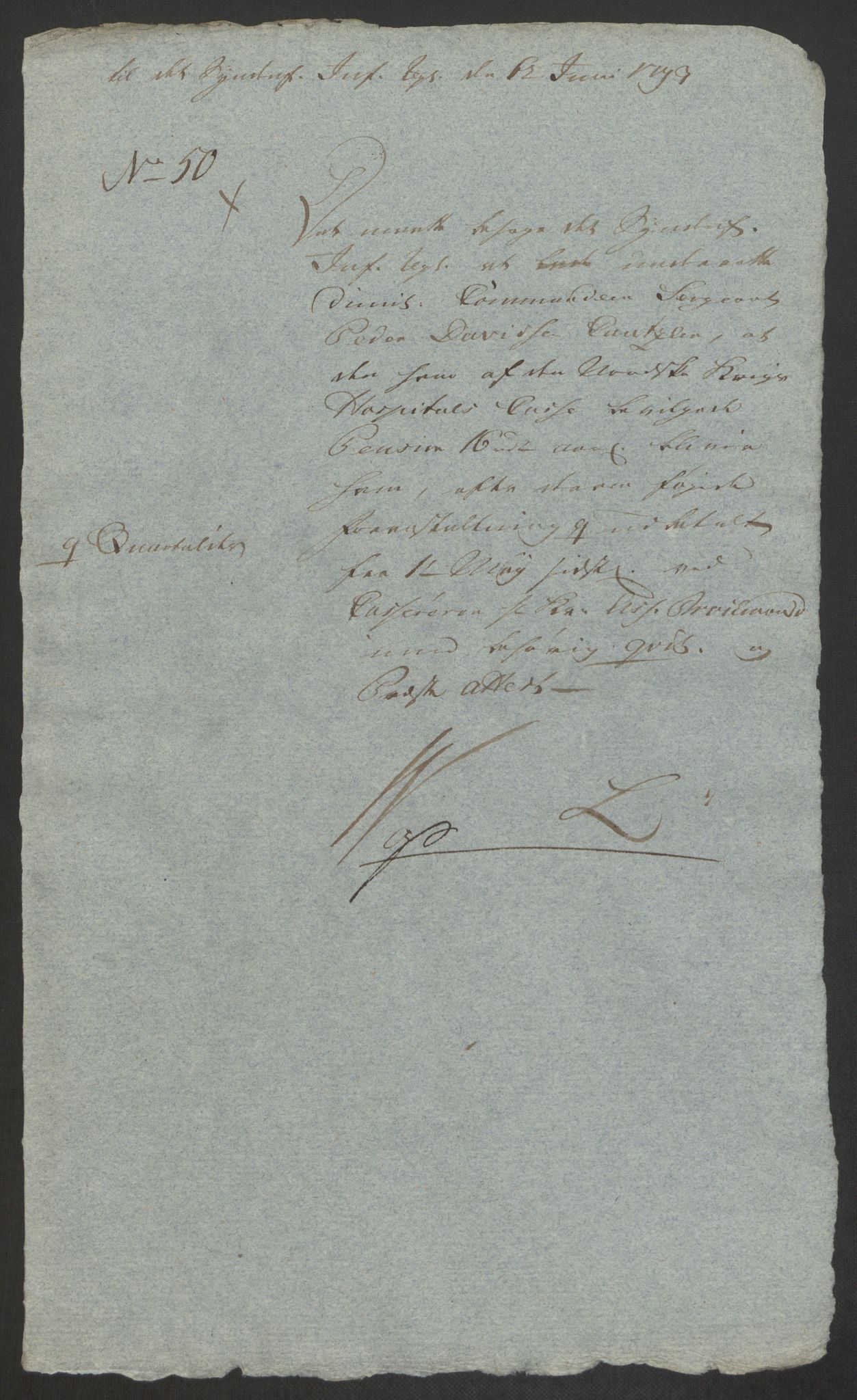 Forsvaret, Den norske kvesthuskasse/krigshospitalkasse, AV/RA-RAFA-1887/F/Fa/L0008: Konsepter, 1790-1793, p. 1098
