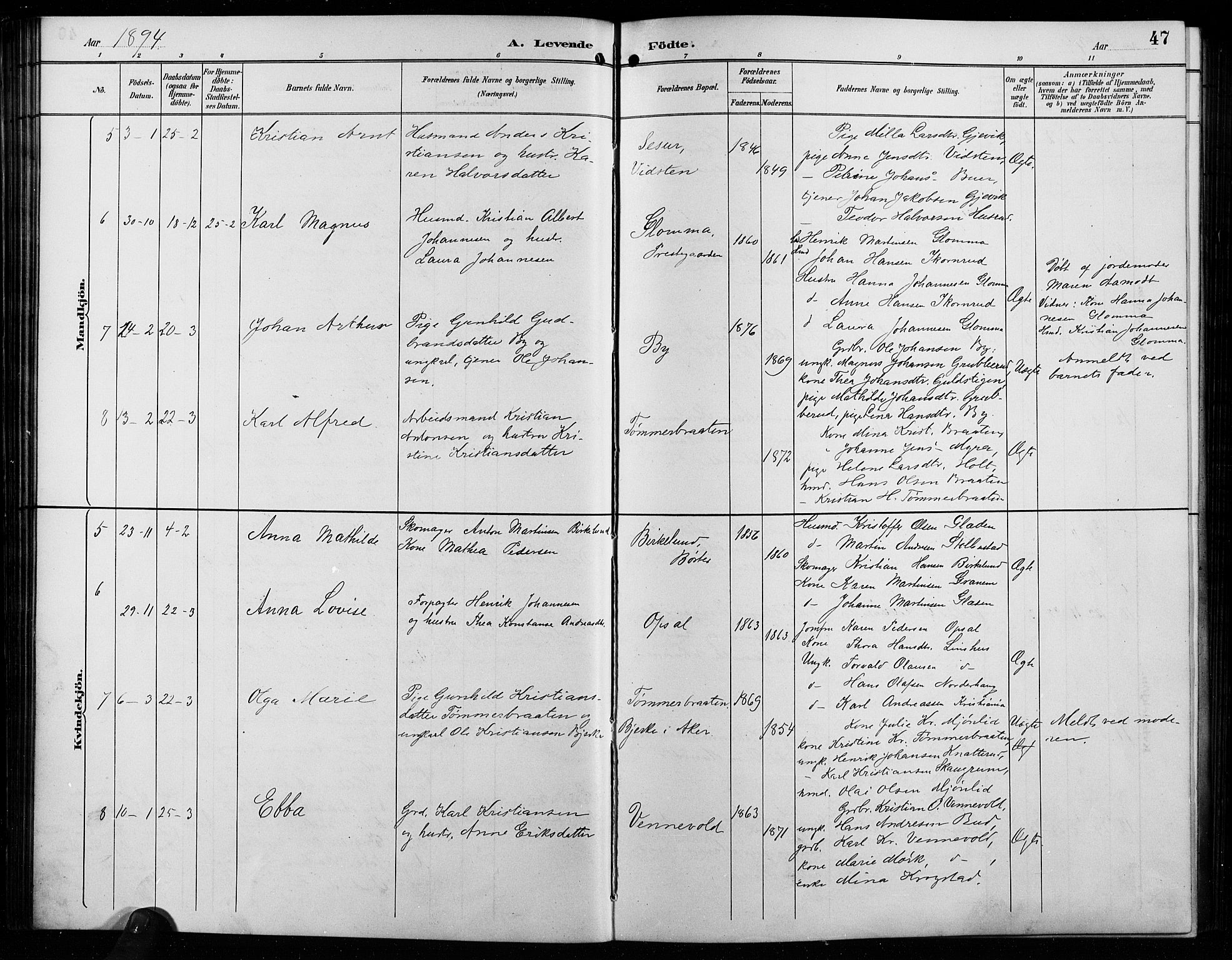 Enebakk prestekontor Kirkebøker, SAO/A-10171c/G/Ga/L0006: Parish register (copy) no. I 6, 1889-1911, p. 47