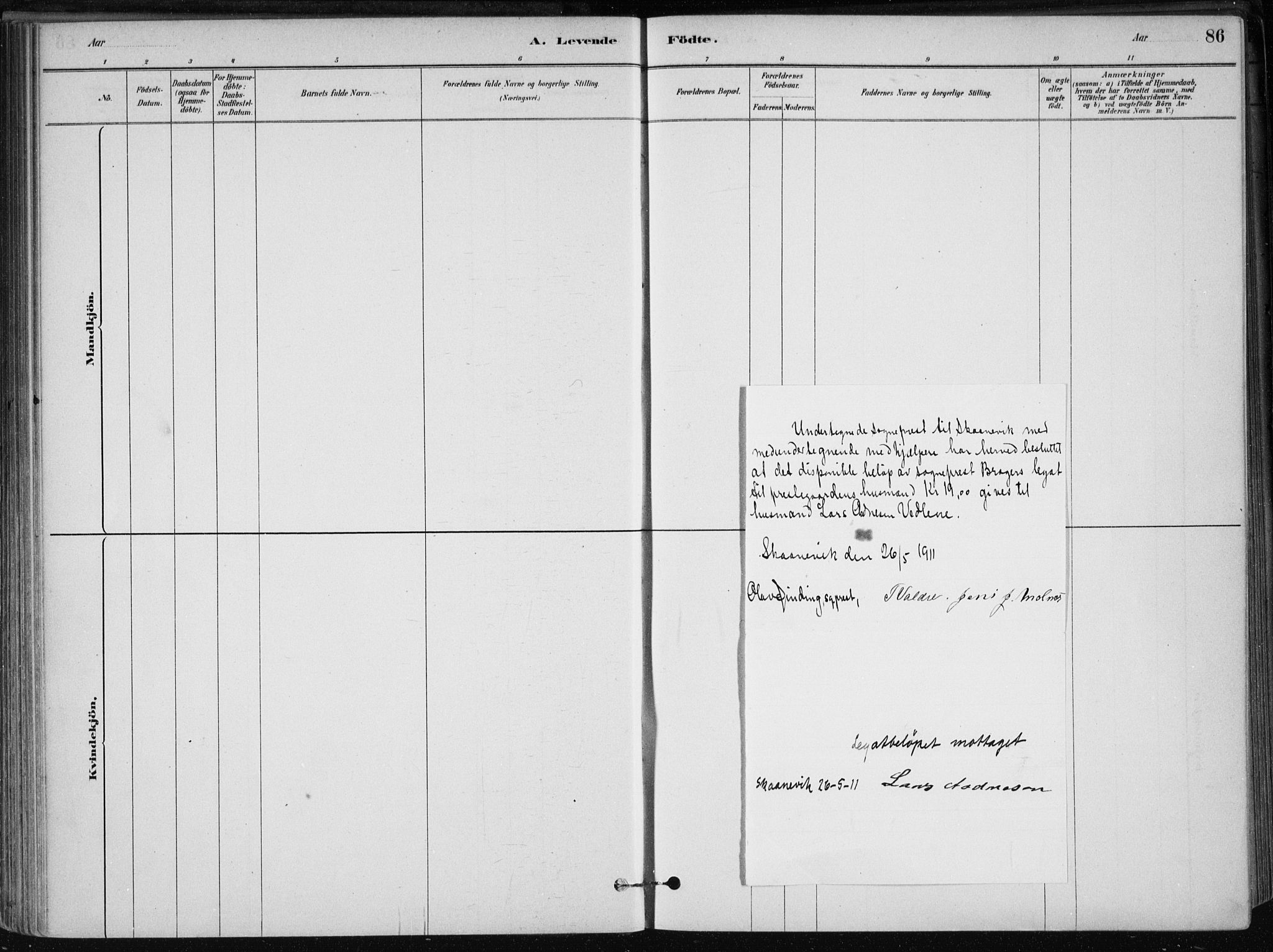Skånevik sokneprestembete, SAB/A-77801/H/Haa: Parish register (official) no. B 1, 1879-1914, p. 86