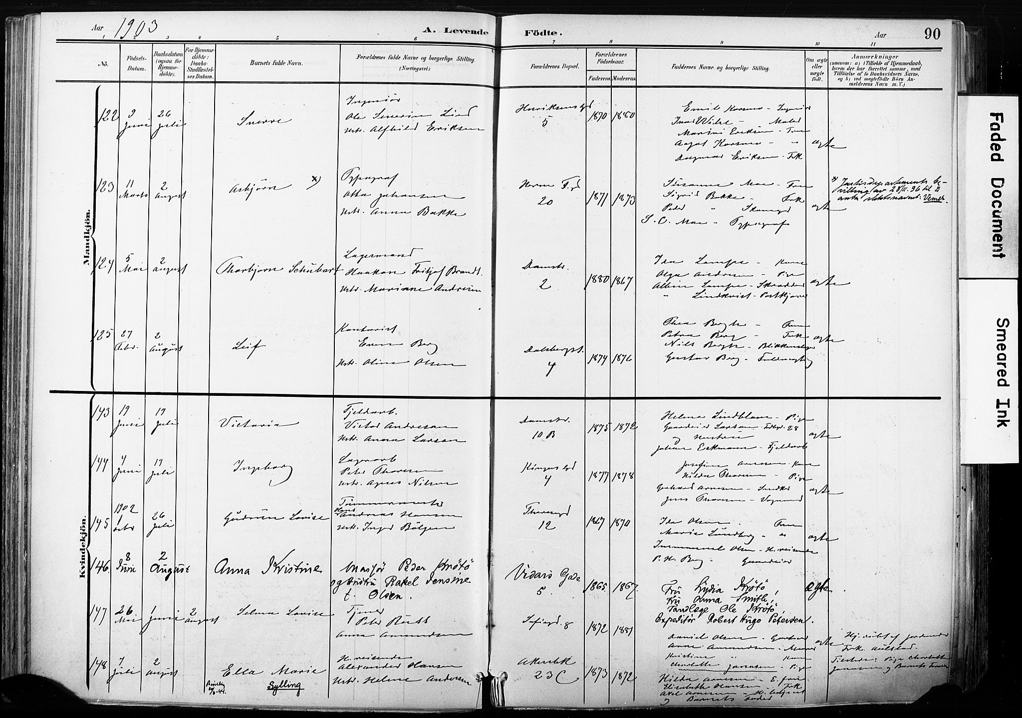 Gamle Aker prestekontor Kirkebøker, SAO/A-10617a/F/L0013: Parish register (official) no. 13, 1901-1908, p. 90