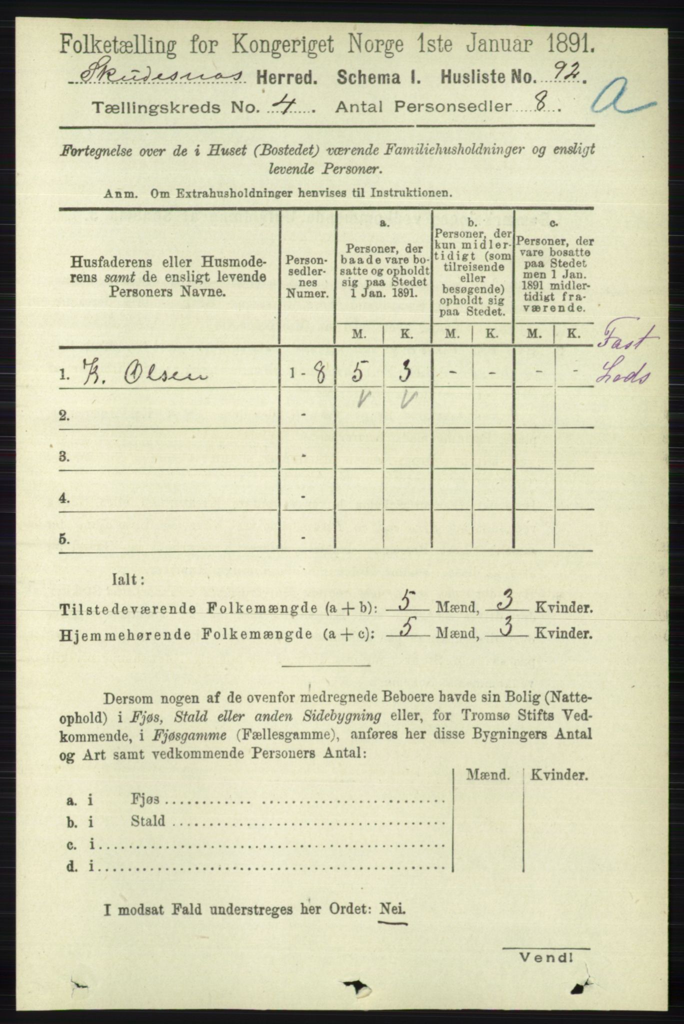 RA, 1891 census for 1150 Skudenes, 1891, p. 1864