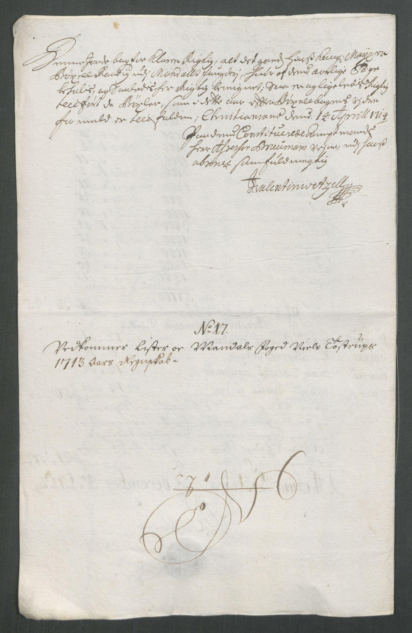 Rentekammeret inntil 1814, Reviderte regnskaper, Fogderegnskap, RA/EA-4092/R43/L2556: Fogderegnskap Lista og Mandal, 1713, p. 364