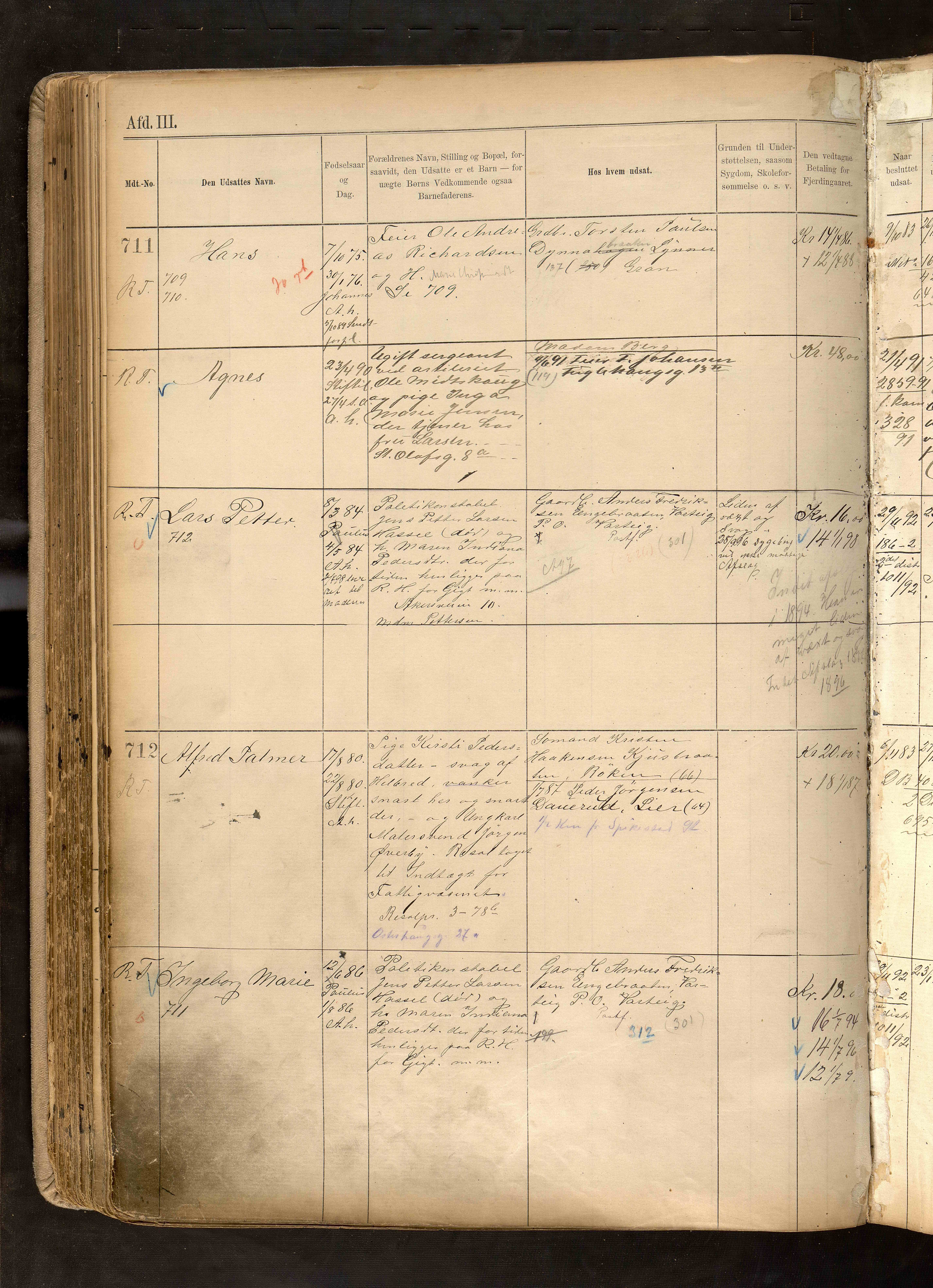 Fattigvesenet, OBA/A-20045/H/Hd/L0004: Manntallsprotokoll. Mnr. 501-1000, 1887-1897, p. 234