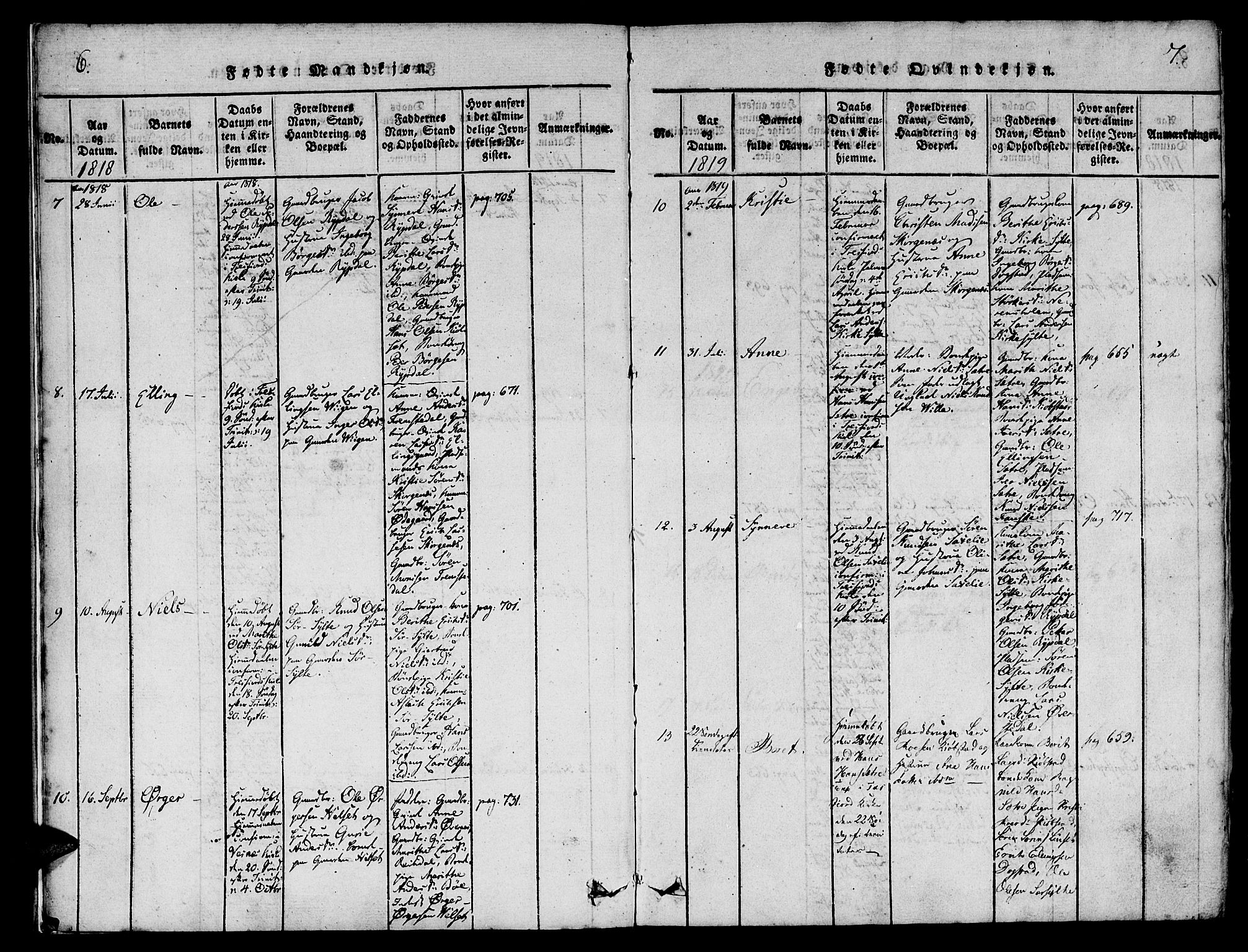 Ministerialprotokoller, klokkerbøker og fødselsregistre - Møre og Romsdal, AV/SAT-A-1454/541/L0544: Parish register (official) no. 541A01, 1818-1847, p. 6-7