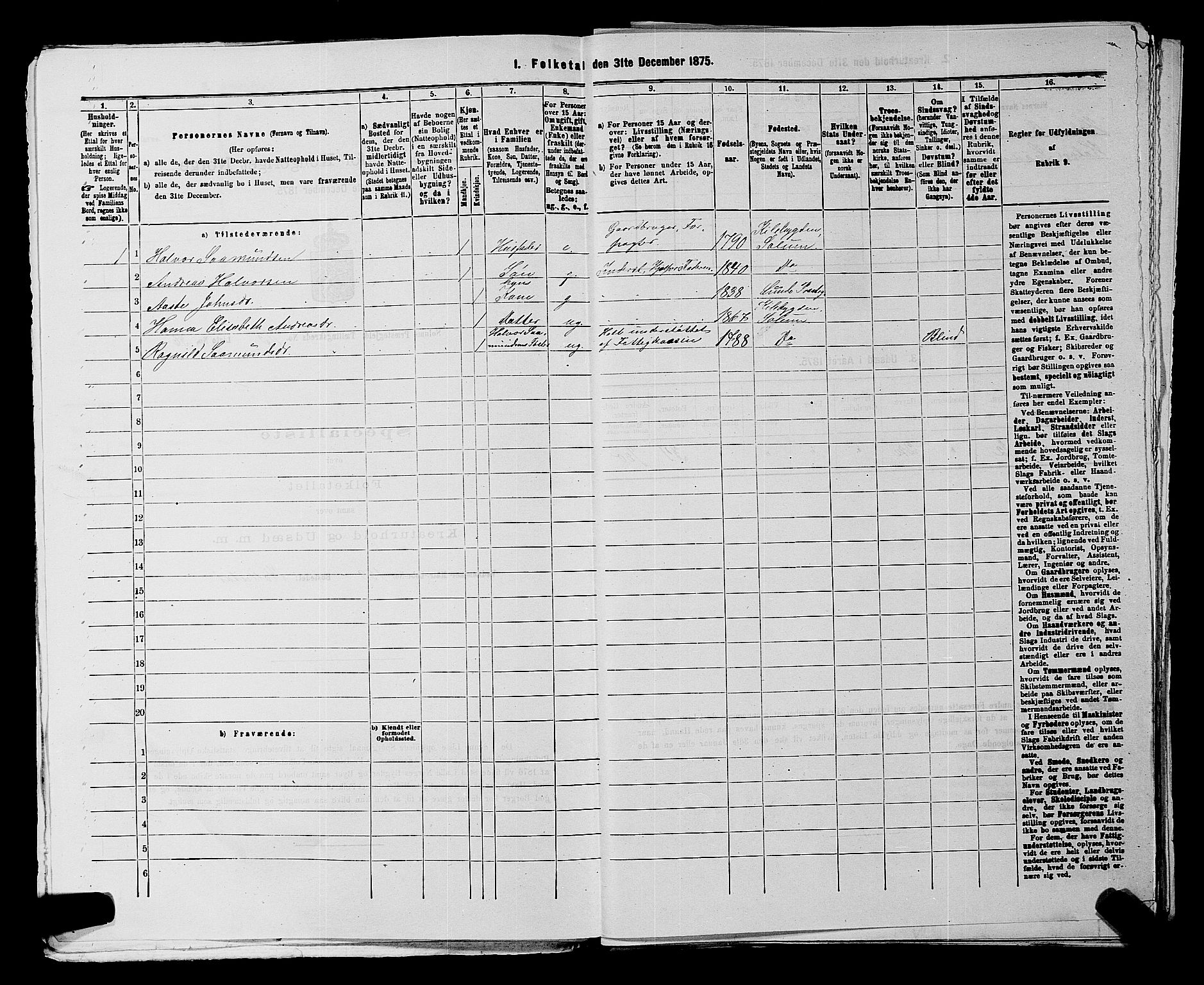 SAKO, 1875 census for 0818P Solum, 1875, p. 1891