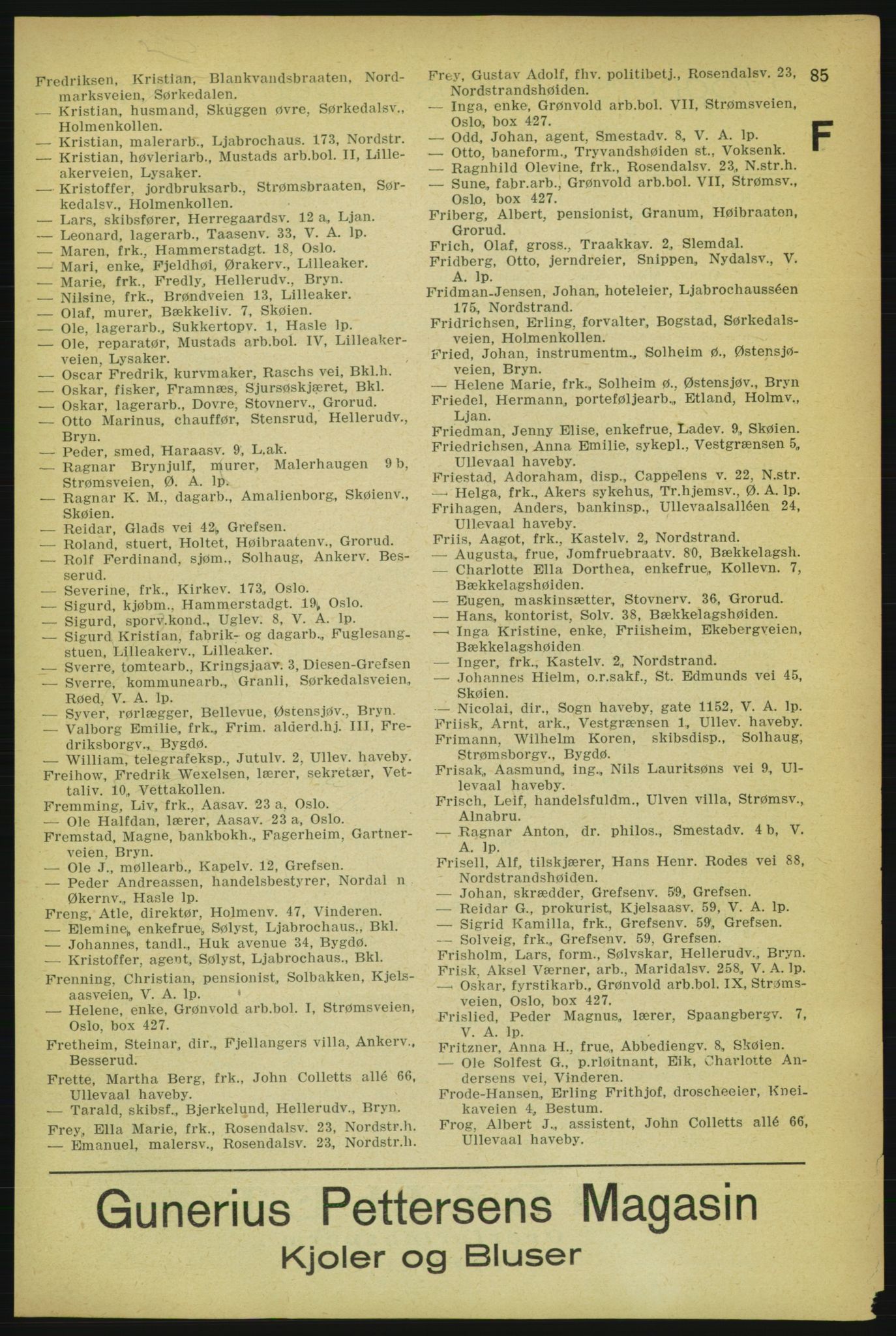 Aker adressebok/adressekalender, PUBL/001/A/004: Aker adressebok, 1929, p. 85