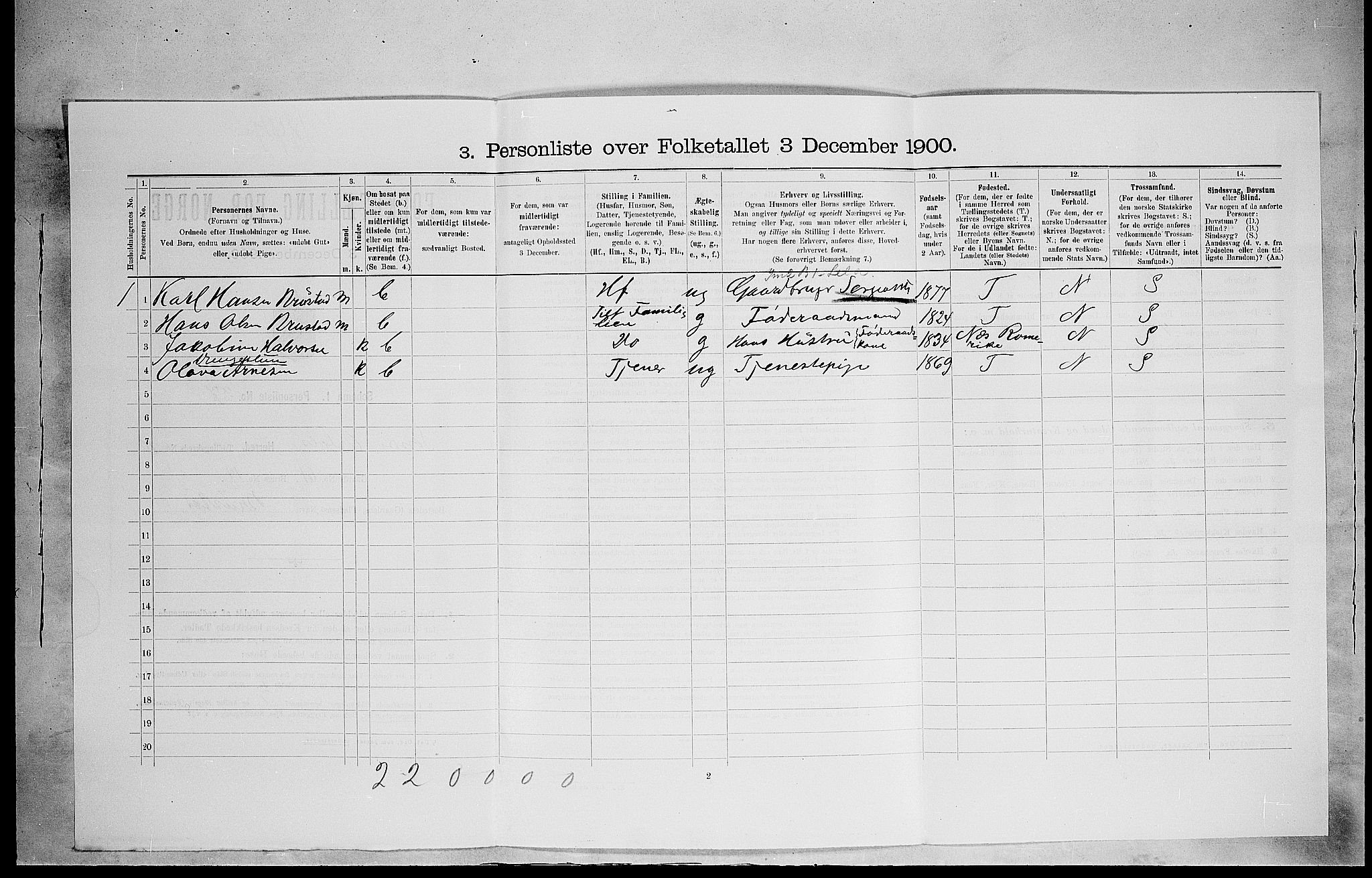 SAH, 1900 census for Sør-Odal, 1900, p. 1461