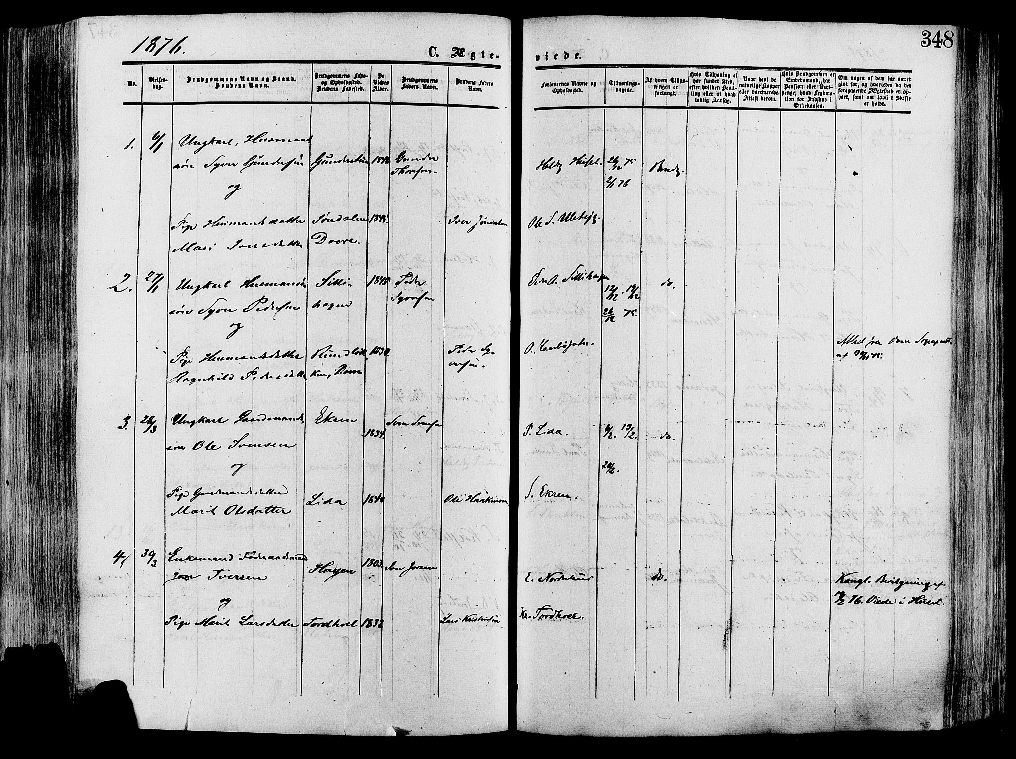 Lesja prestekontor, SAH/PREST-068/H/Ha/Haa/L0008: Parish register (official) no. 8, 1854-1880, p. 348