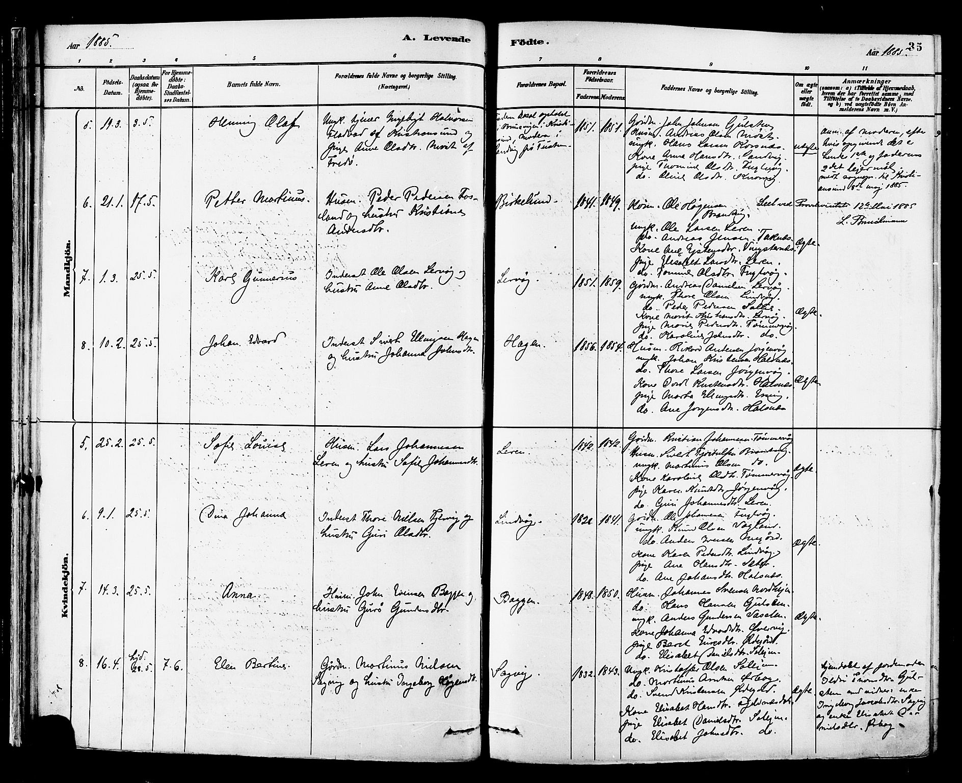 Ministerialprotokoller, klokkerbøker og fødselsregistre - Møre og Romsdal, SAT/A-1454/577/L0896: Parish register (official) no. 577A03, 1880-1898, p. 35