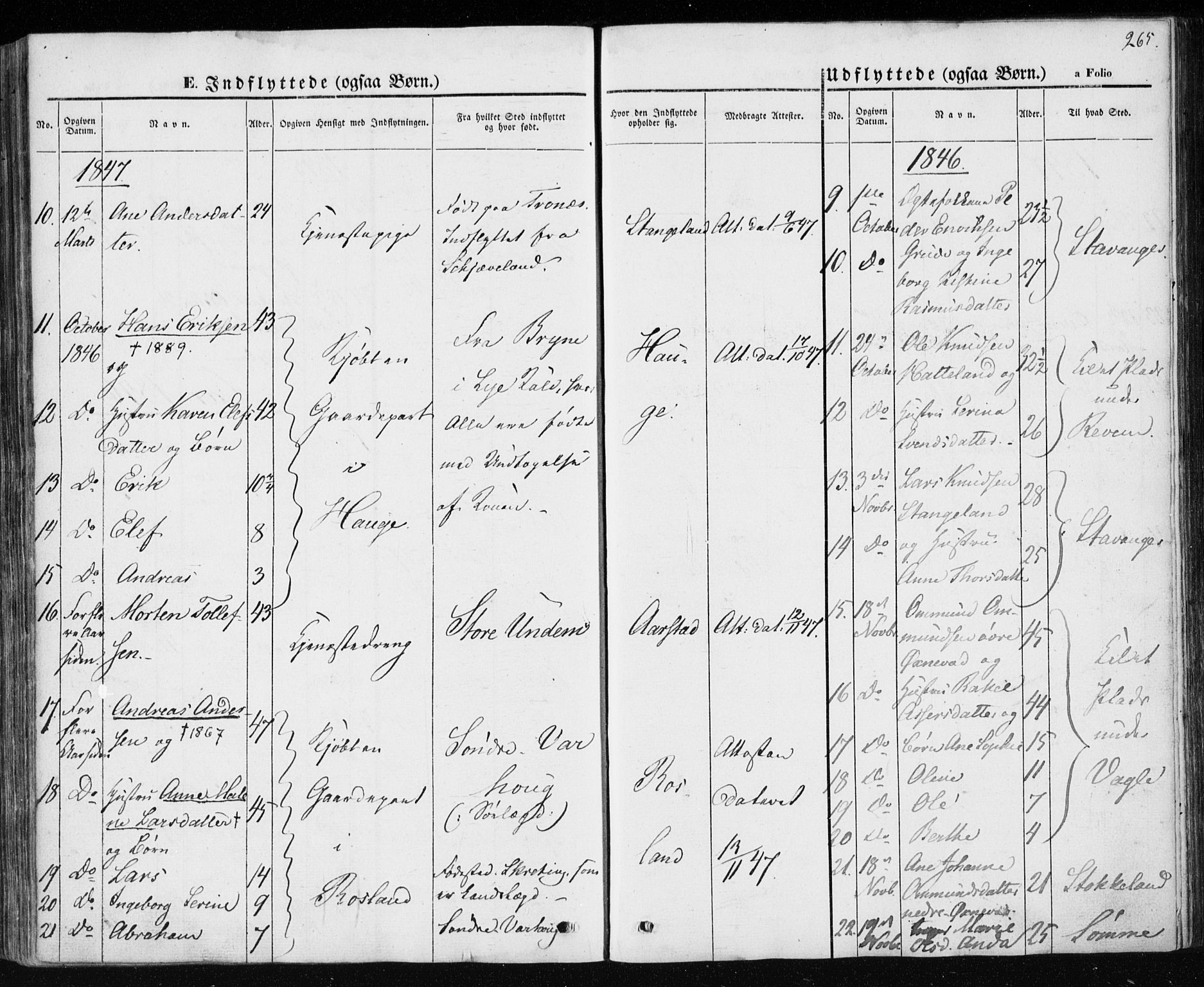Klepp sokneprestkontor, SAST/A-101803/001/3/30BA/L0004: Parish register (official) no. A 4, 1842-1852, p. 265