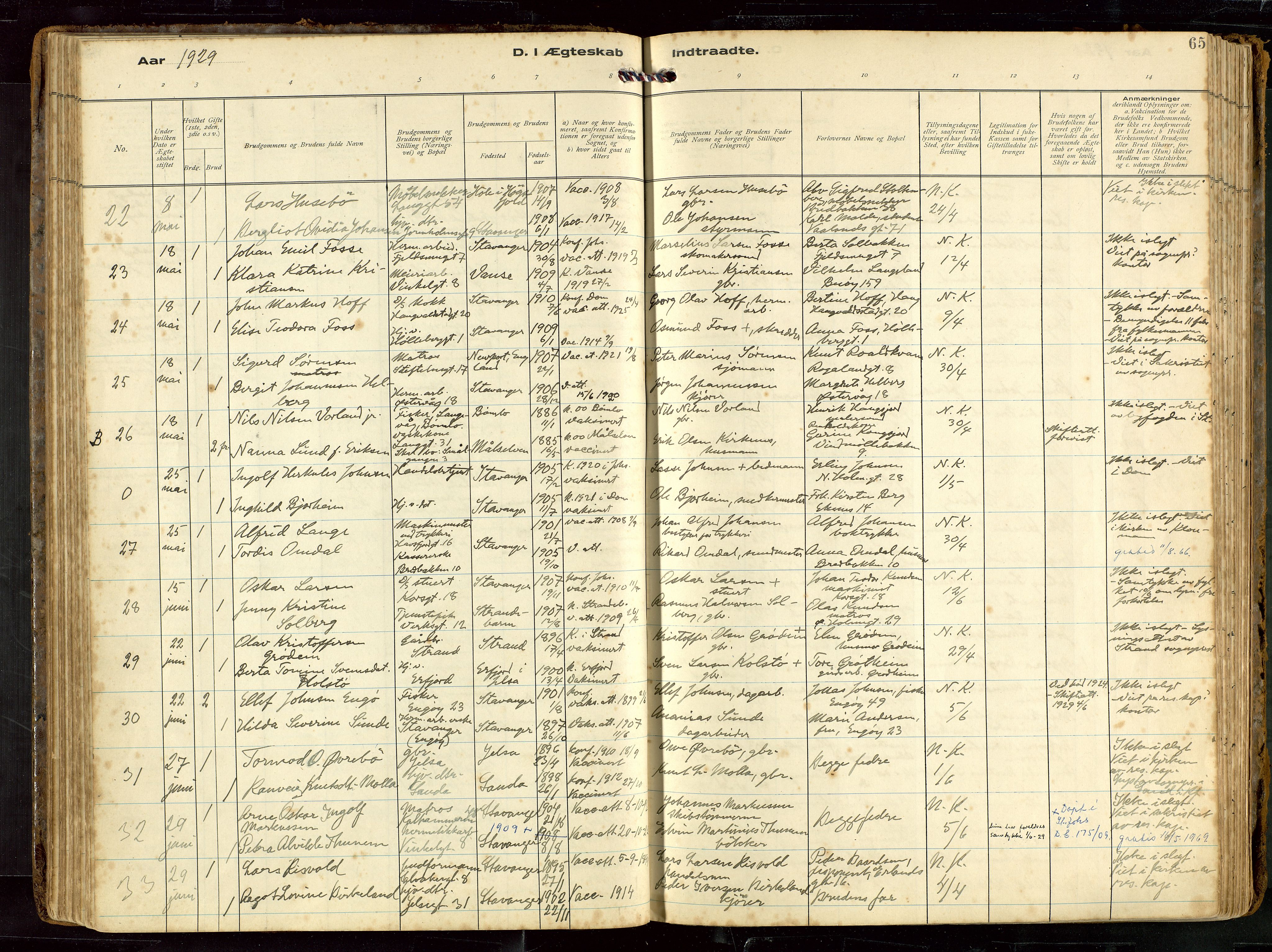 St. Petri sokneprestkontor, AV/SAST-A-101813/002/D/L0002: Parish register (official) no. A 27, 1921-1942, p. 65