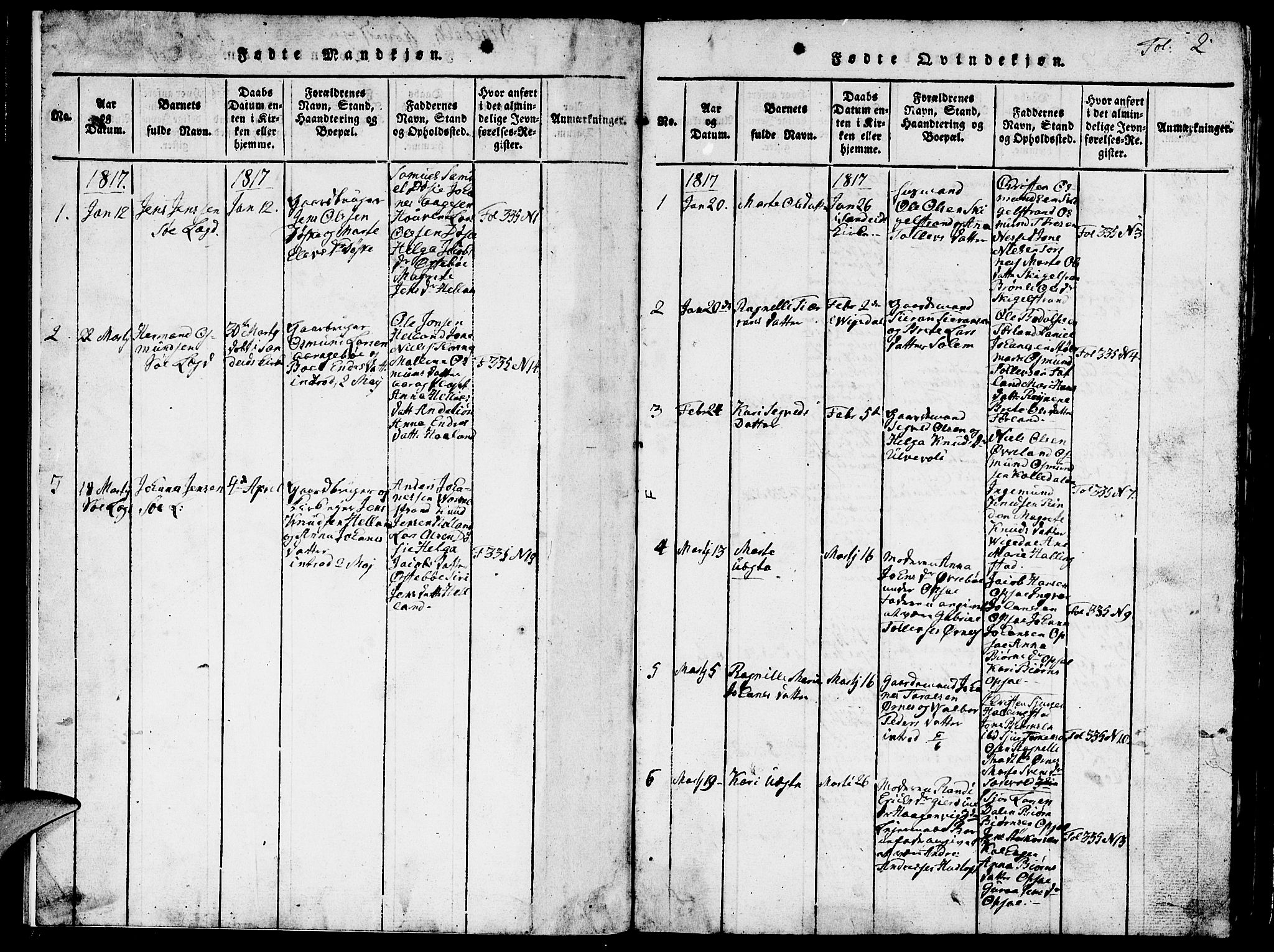 Vikedal sokneprestkontor, SAST/A-101840/01/V: Parish register (copy) no. B 1, 1816-1853, p. 2