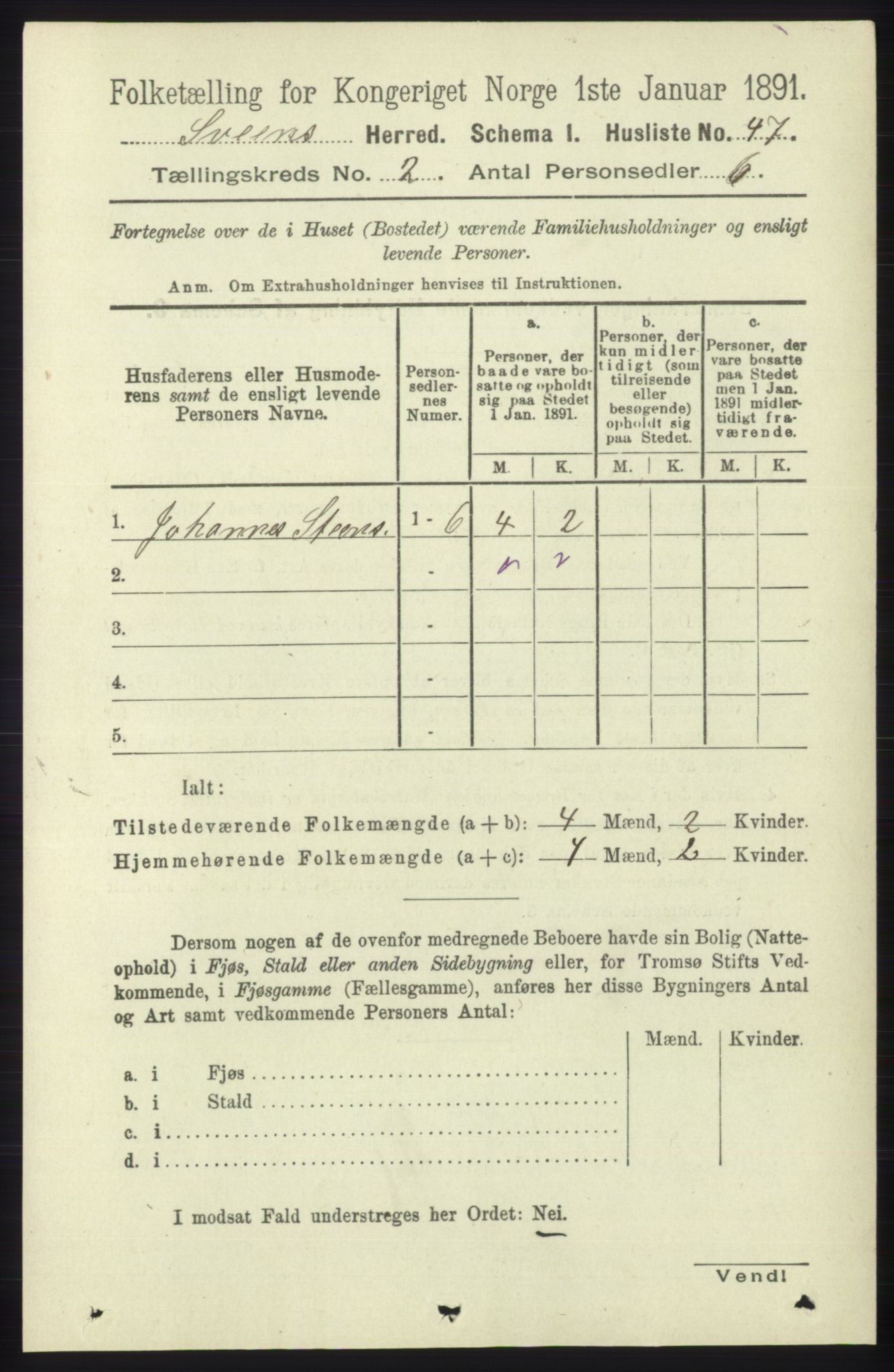 RA, 1891 census for 1216 Sveio, 1891, p. 511