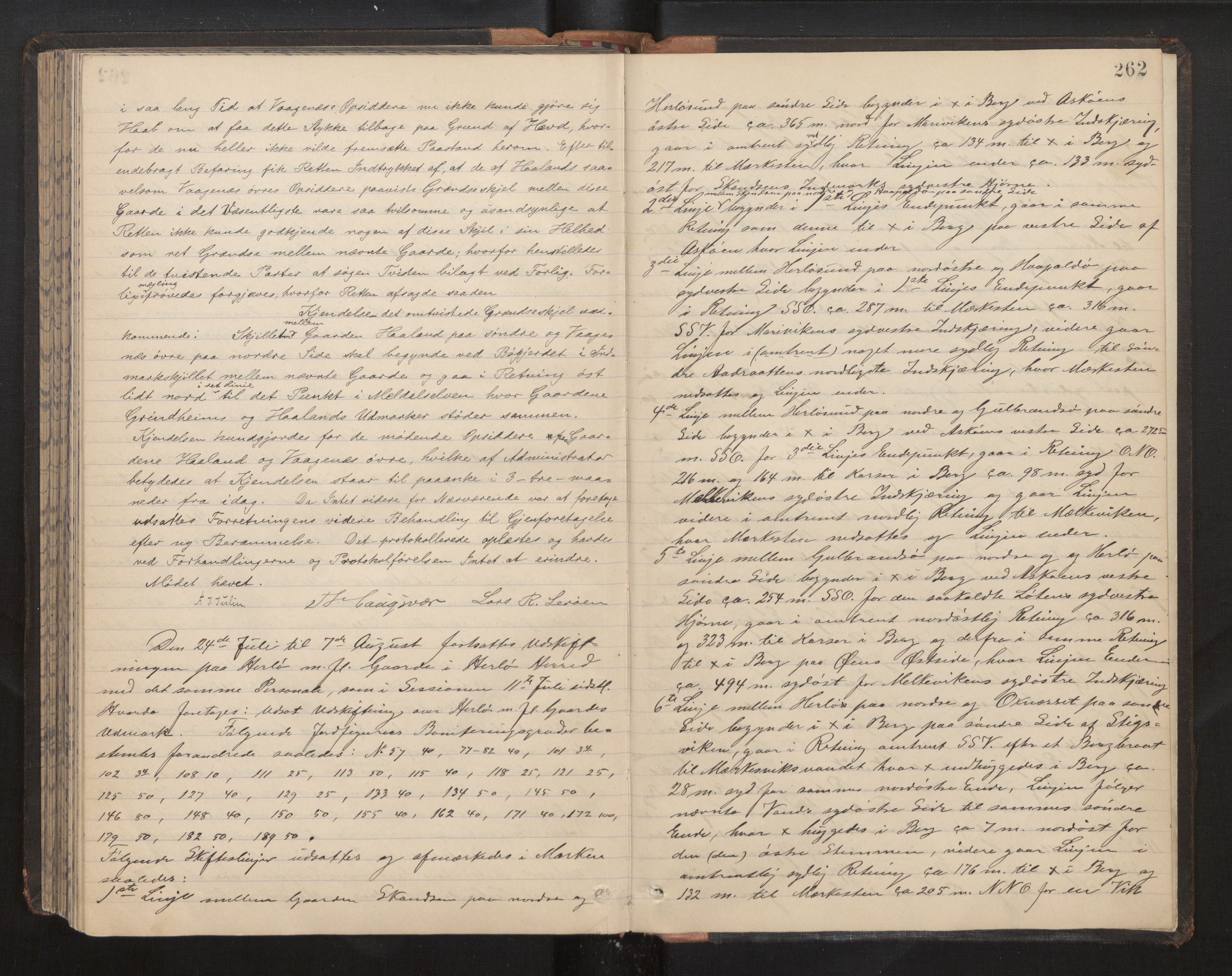 Hordaland jordskiftedøme - II Ytre Nordhordland jordskiftedistrikt, AV/SAB-A-6901/A/Aa/L0007: Forhandlingsprotokoll, 1891-1893, p. 261b-262a