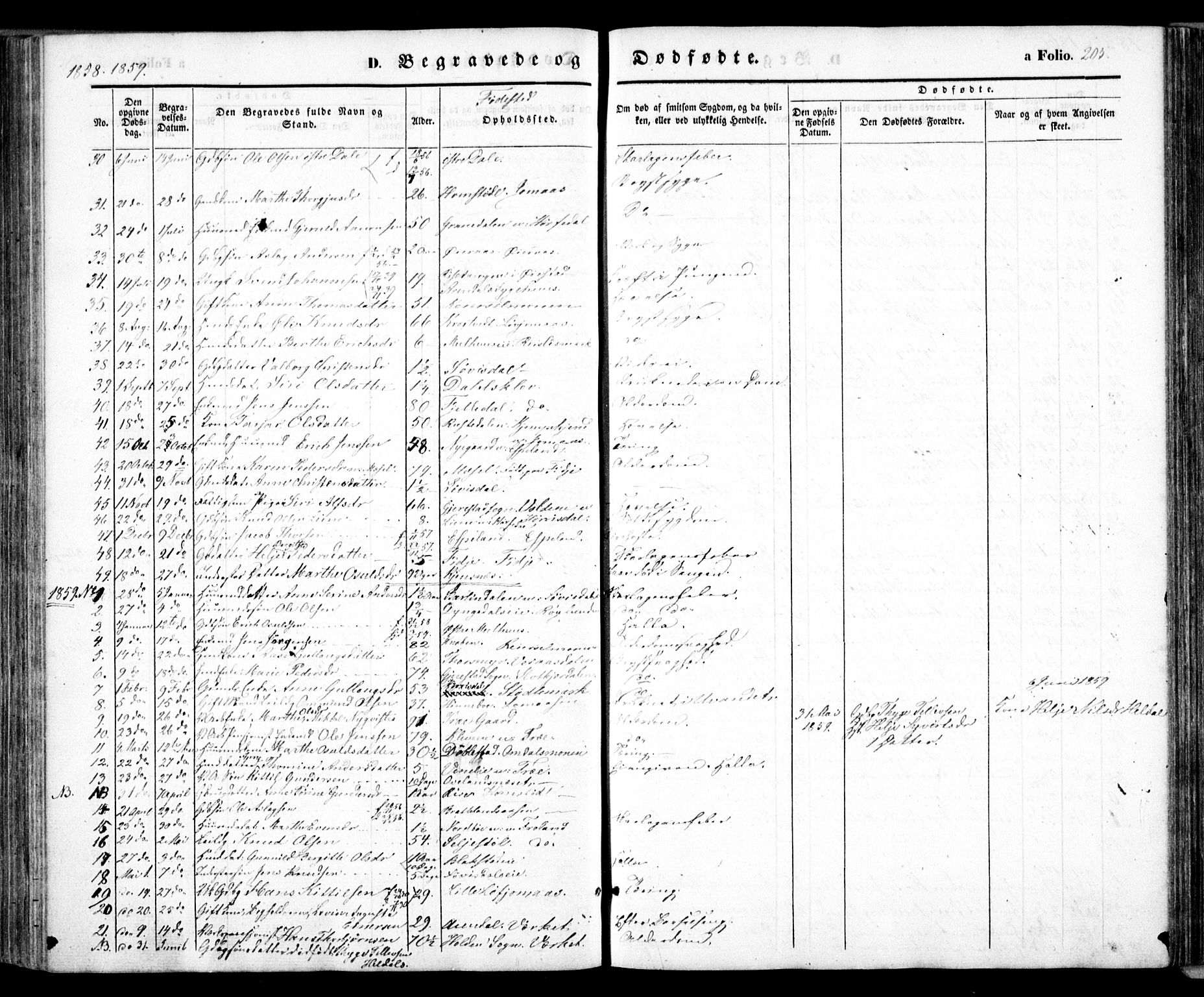 Froland sokneprestkontor, SAK/1111-0013/F/Fa/L0002: Parish register (official) no. A 2, 1845-1863, p. 205