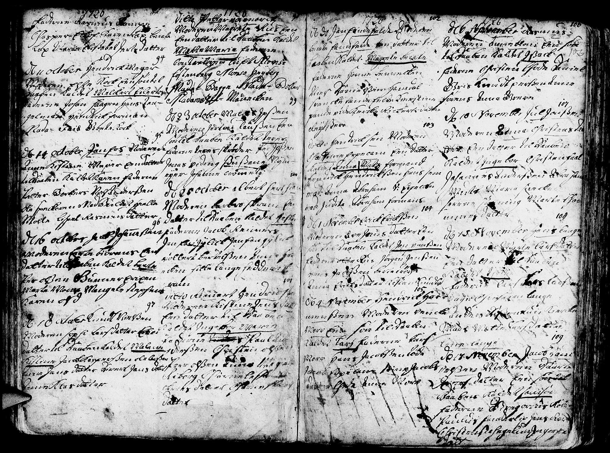 Nykirken Sokneprestembete, AV/SAB-A-77101/H/Haa/L0003: Parish register (official) no. A 3, 1717-1764, p. 106