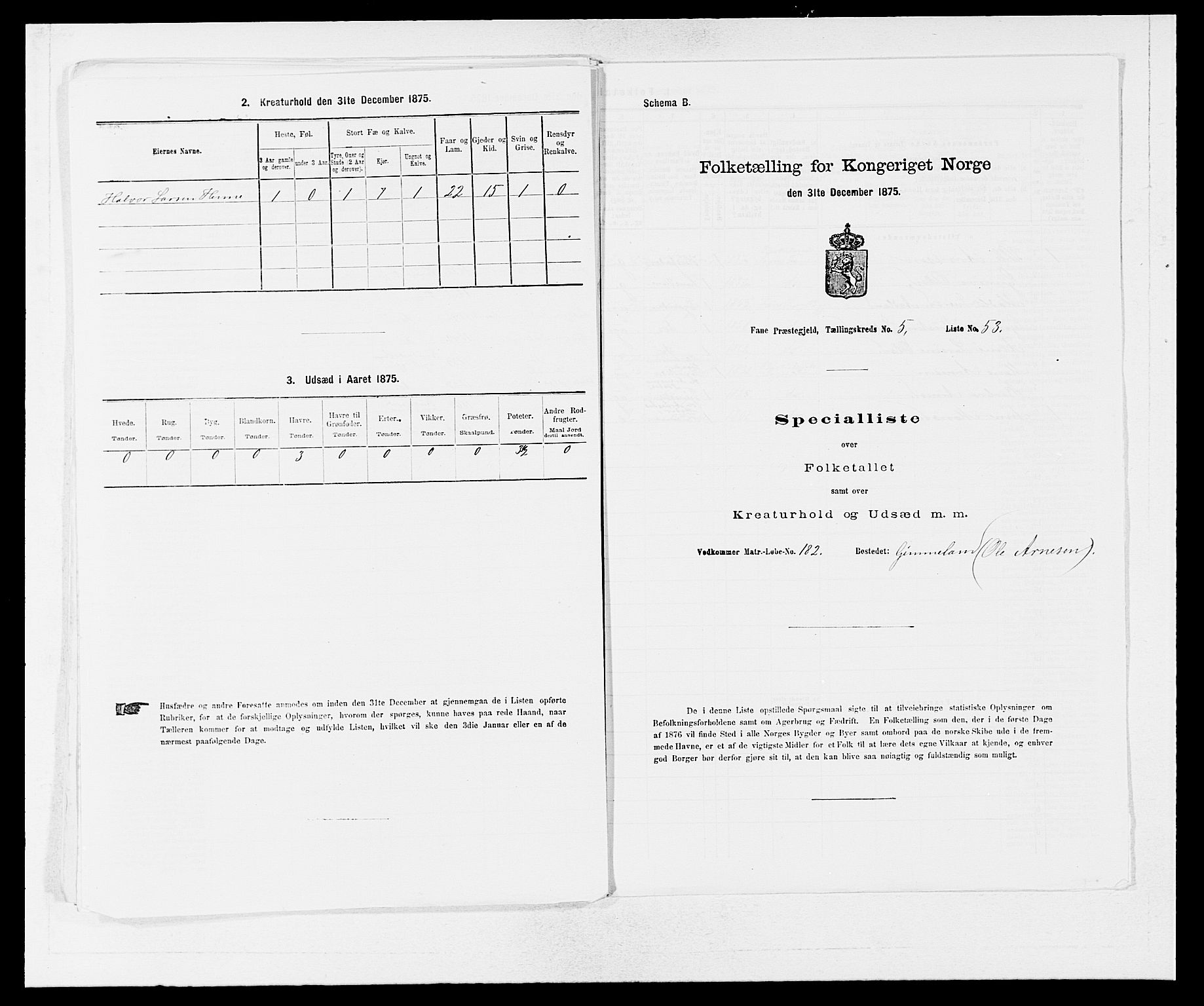 SAB, 1875 census for 1249P Fana, 1875, p. 670