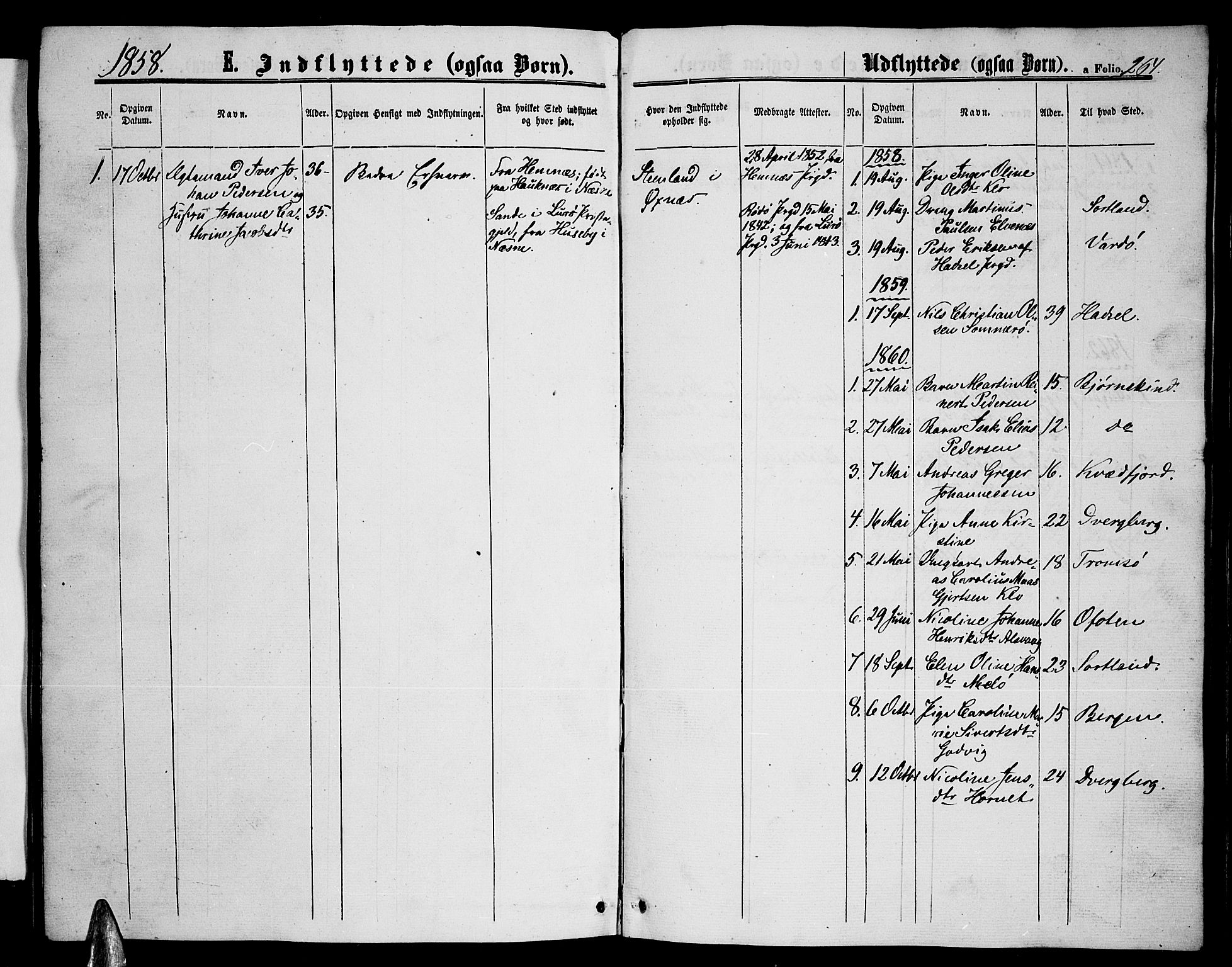 Ministerialprotokoller, klokkerbøker og fødselsregistre - Nordland, SAT/A-1459/893/L1347: Parish register (copy) no. 893C02, 1858-1866, p. 264