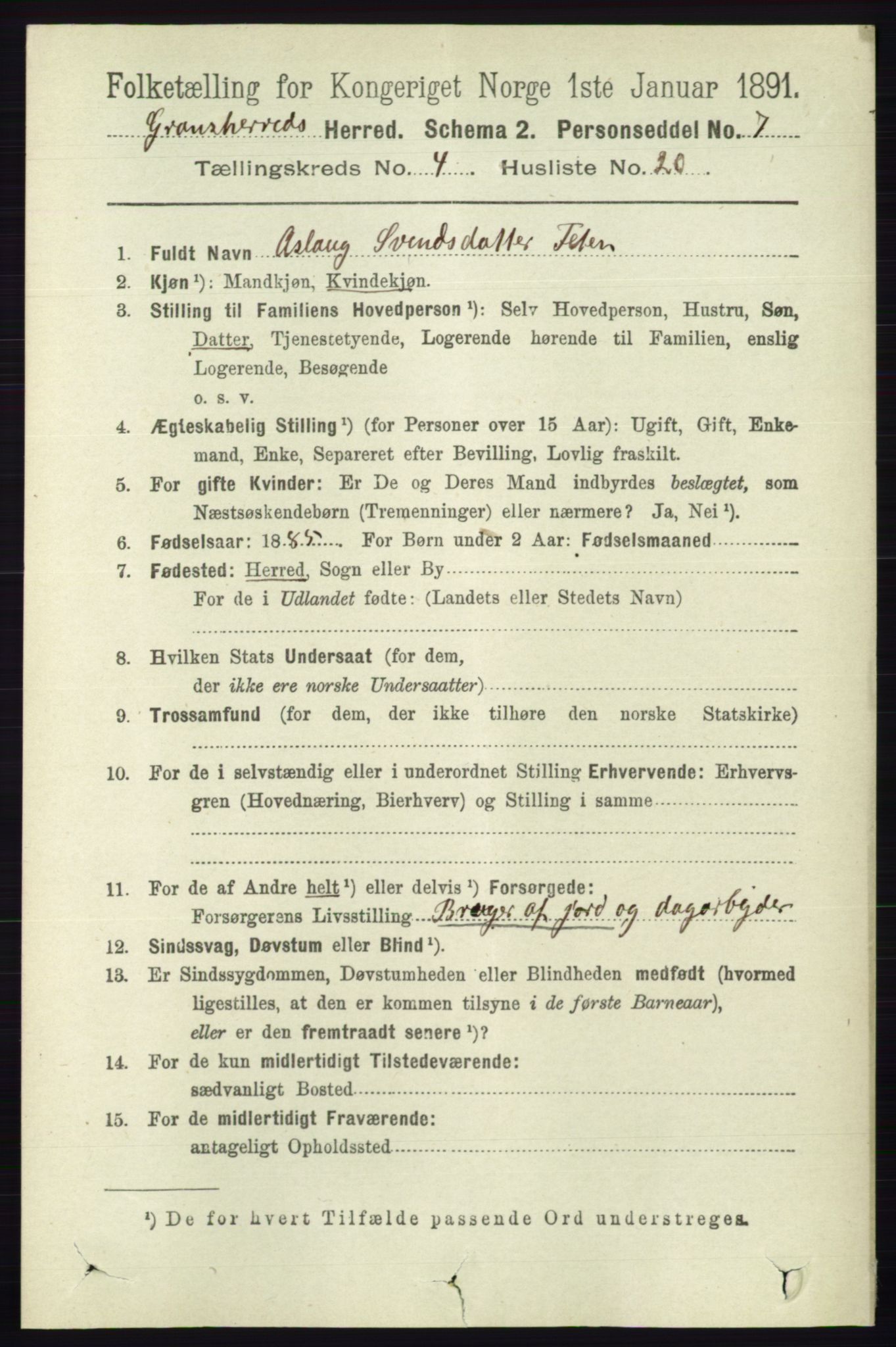 RA, 1891 census for 0824 Gransherad, 1891, p. 814