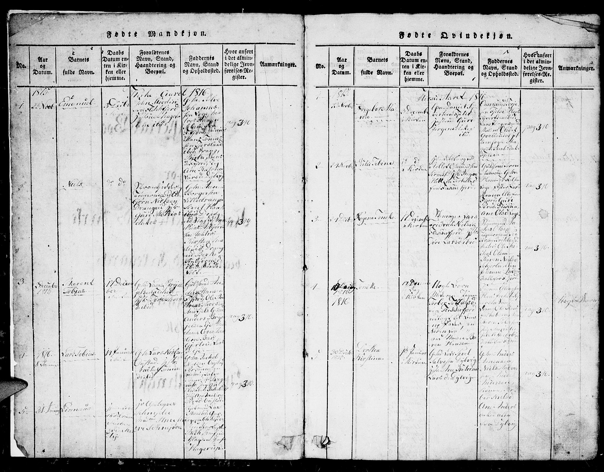 Flekkefjord sokneprestkontor, SAK/1111-0012/F/Fb/Fbc/L0003: Parish register (copy) no. B 3, 1815-1826, p. 2