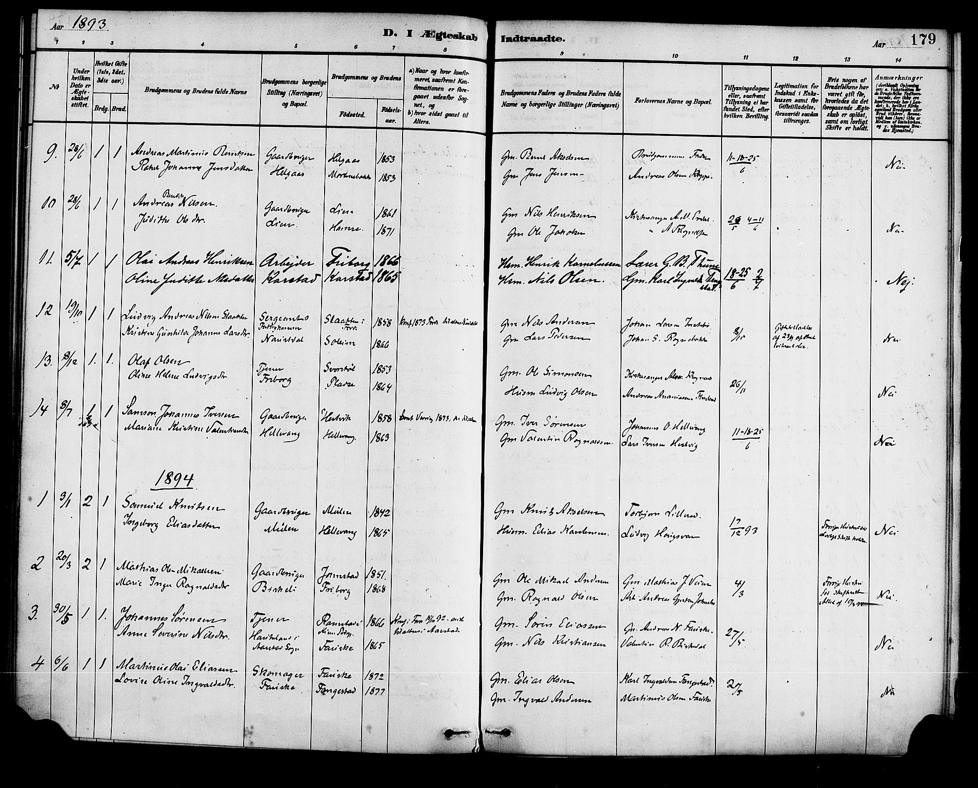 Førde sokneprestembete, SAB/A-79901/H/Haa/Haad/L0001: Parish register (official) no. D 1, 1881-1898, p. 179