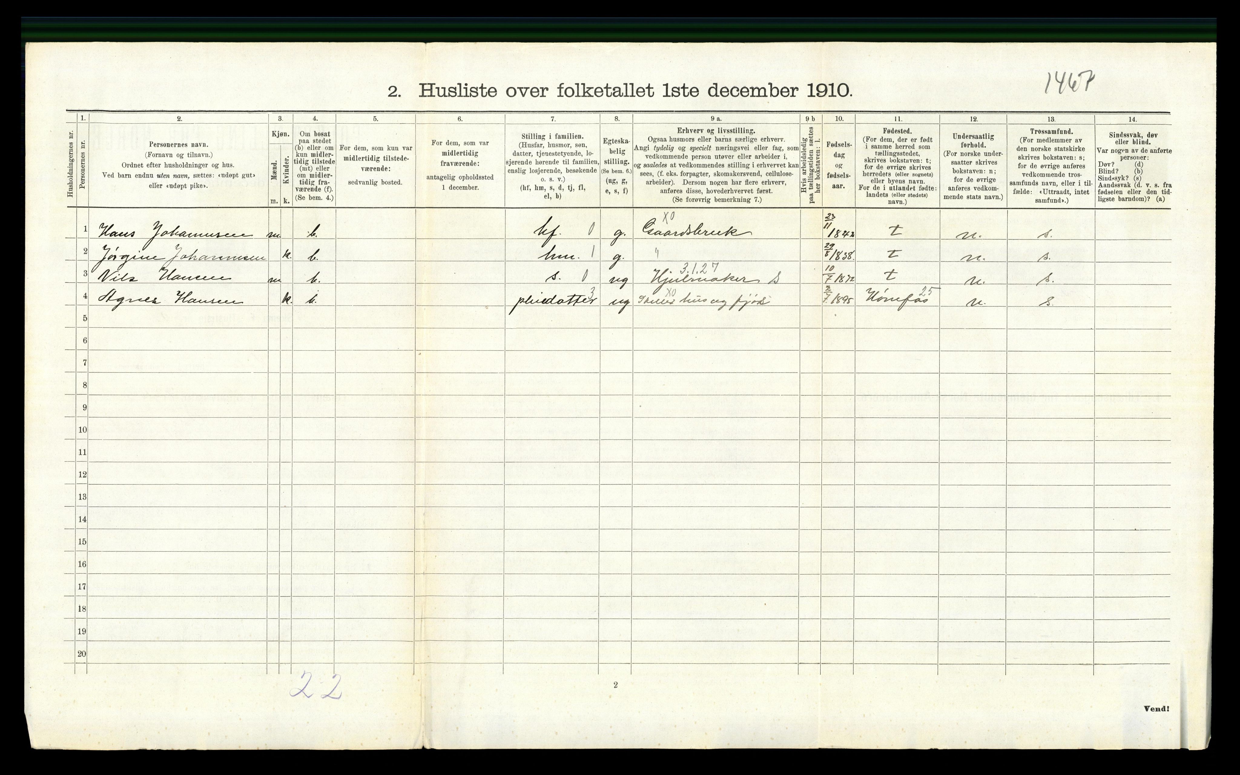 RA, 1910 census for Hole, 1910, p. 533