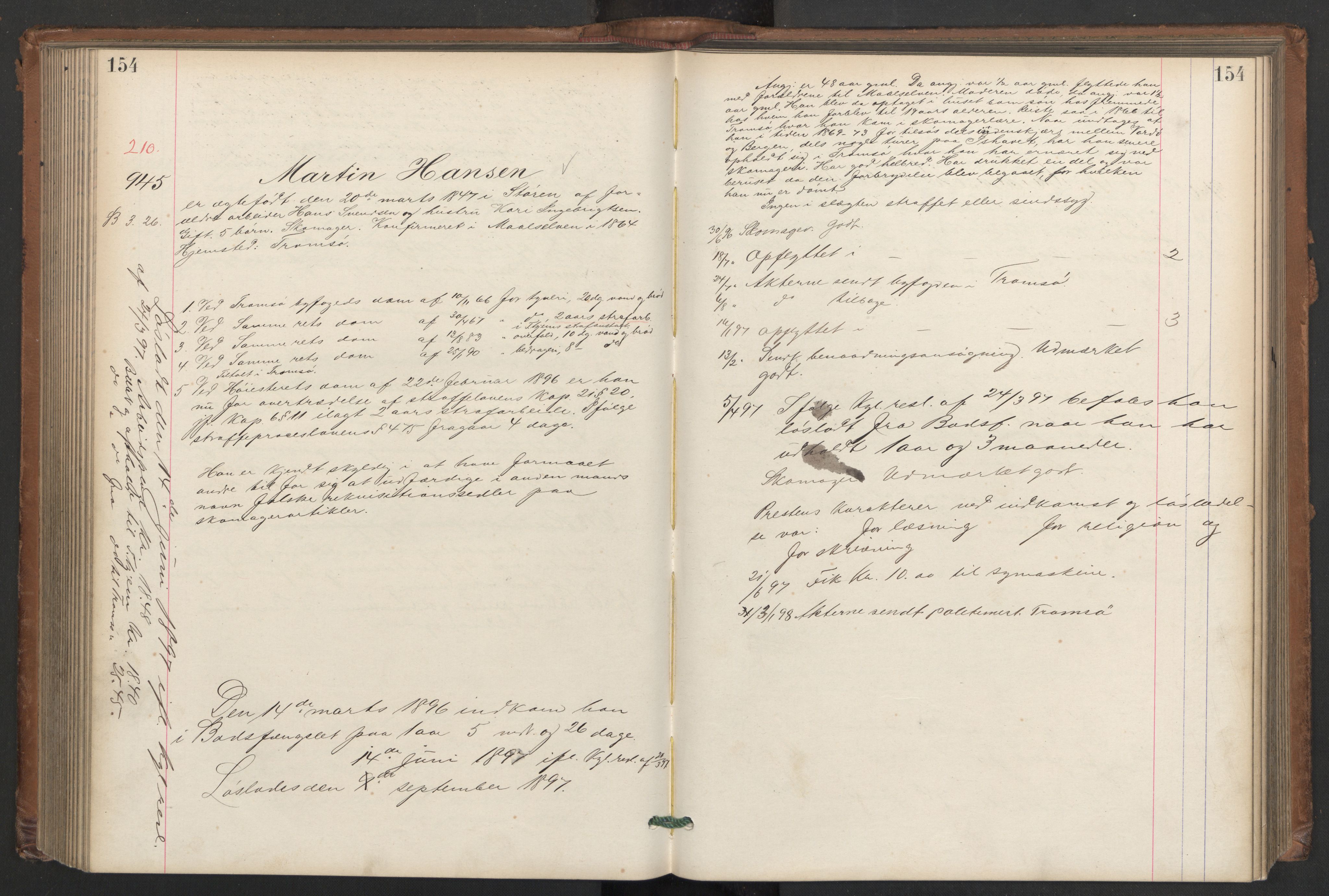 Botsfengslet, AV/RA-S-1539/D/Db/Dbb/L0030: 792i - 86j, 1895, p. 154