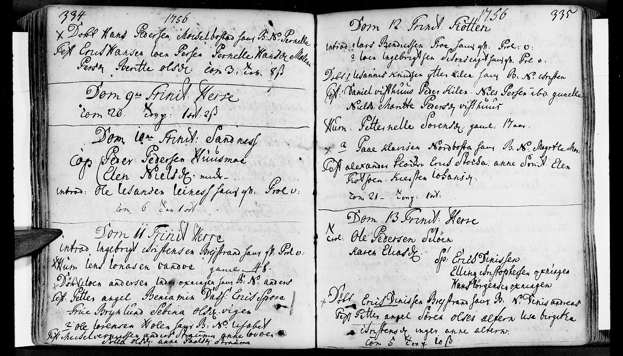 Ministerialprotokoller, klokkerbøker og fødselsregistre - Nordland, SAT/A-1459/830/L0434: Parish register (official) no. 830A03, 1737-1767, p. 334-335