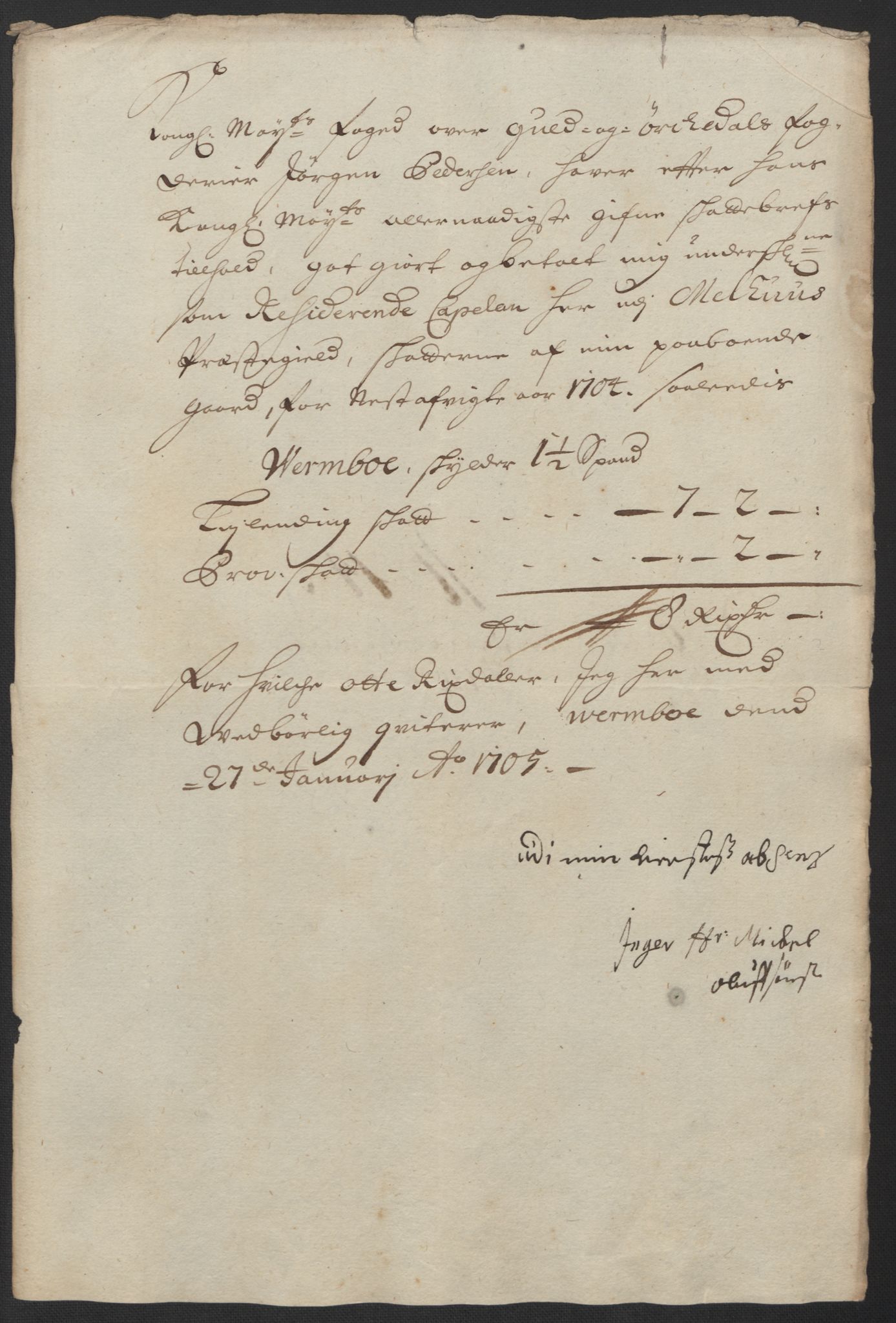 Rentekammeret inntil 1814, Reviderte regnskaper, Fogderegnskap, RA/EA-4092/R60/L3954: Fogderegnskap Orkdal og Gauldal, 1704, p. 395